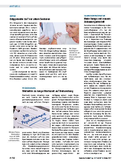 Vorschauseite 1: Impfen: Grippewelle traf vor allem Senioren