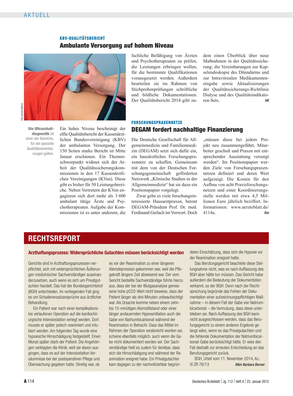 Vorschauseite 1: KBV-Qualitätsbericht: Ambulante Versorgung auf hohem Niveau