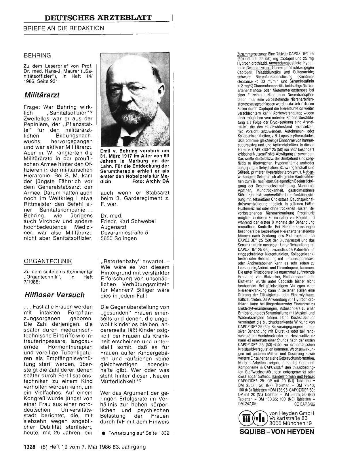 Vorschauseite 1: BEHRING: Militärarzt