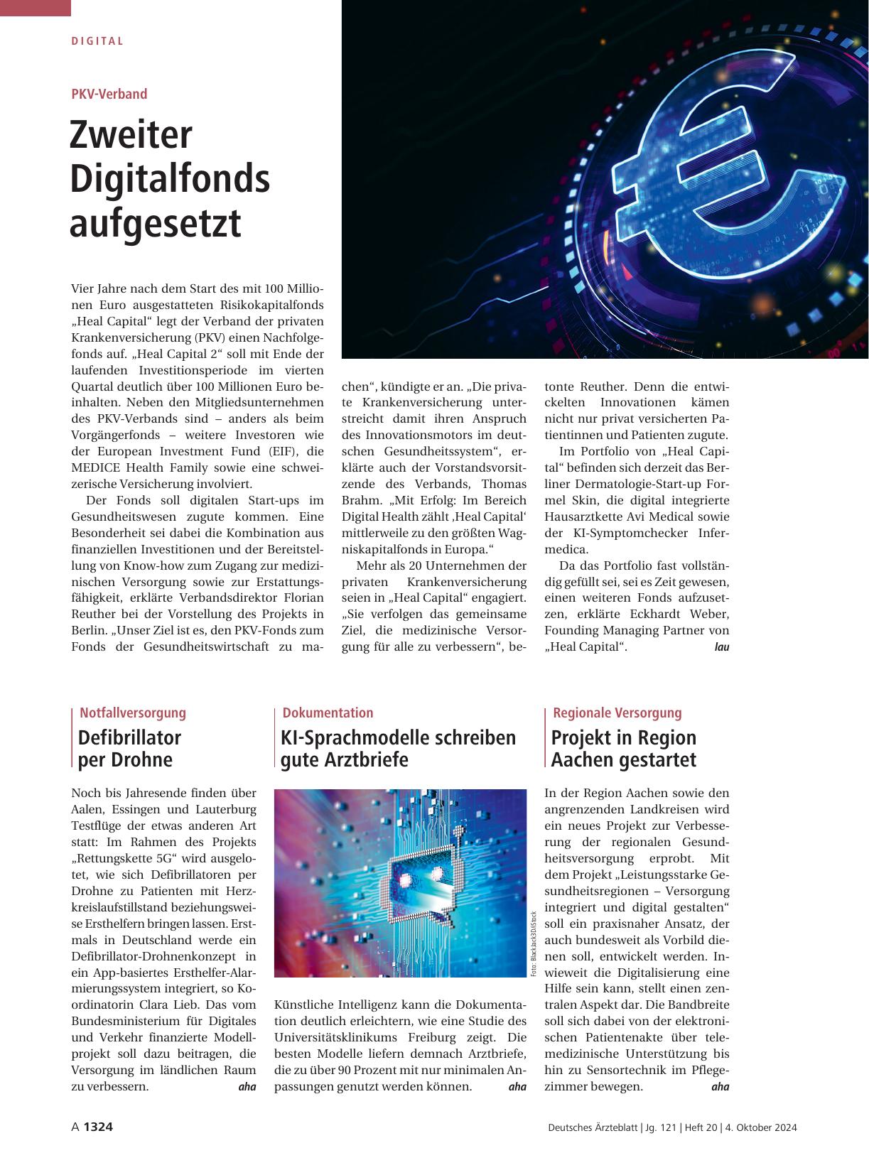 Vorschauseite 1: PKV-Verband: Zweiter Digitalfonds aufgesetzt
