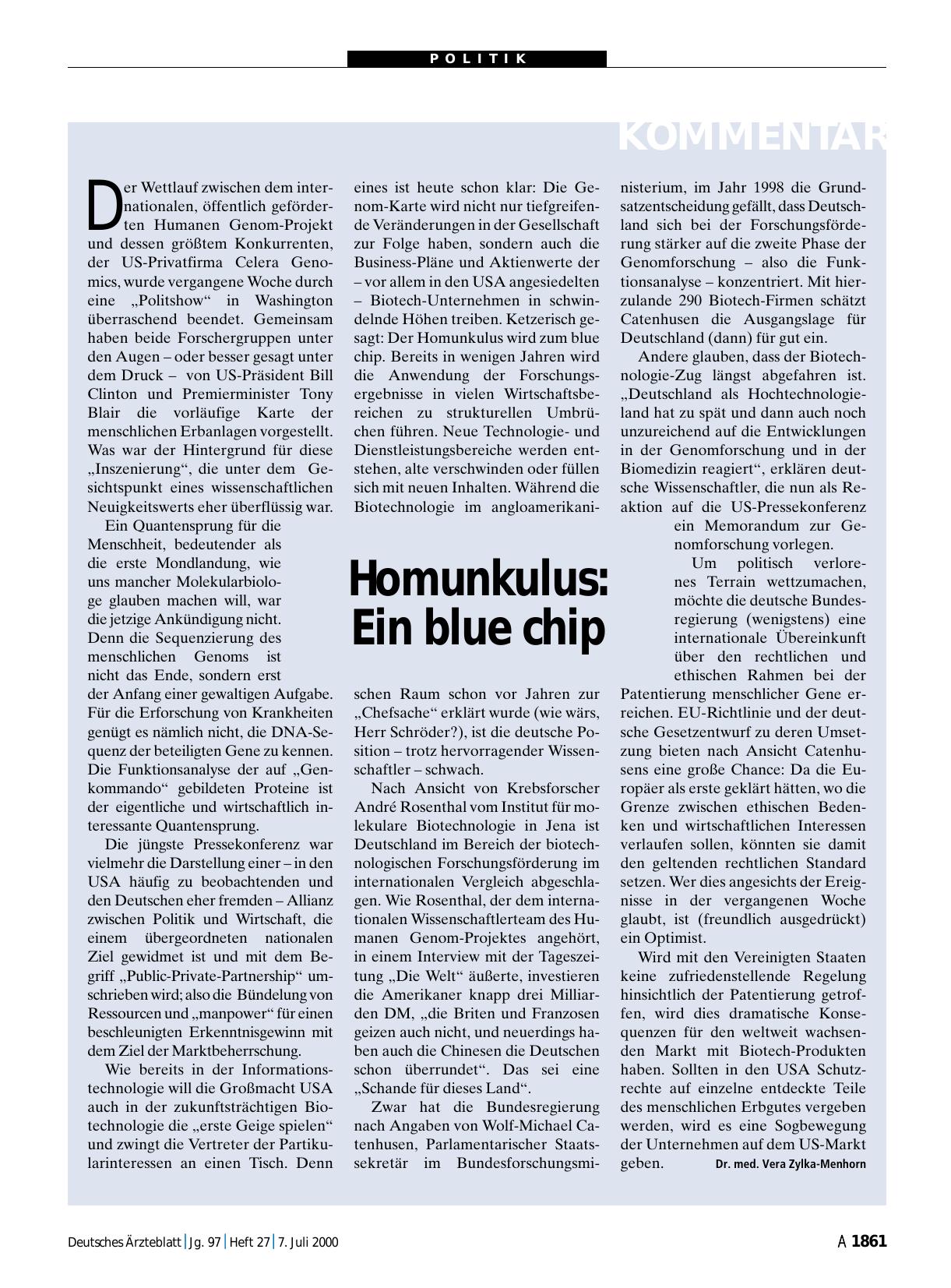 Vorschauseite 1: Homunkulus: Ein blue chip
