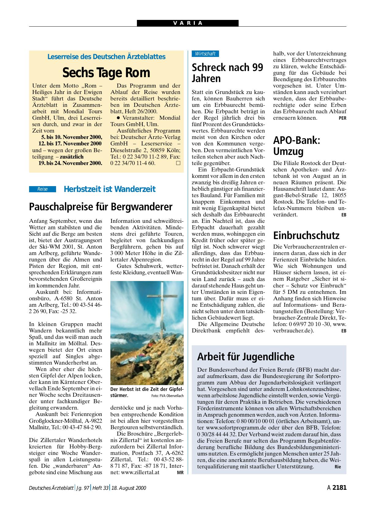 Vorschauseite 1: Leserreise des Deutschen Ärzteblattes: Sechs Tage Rom