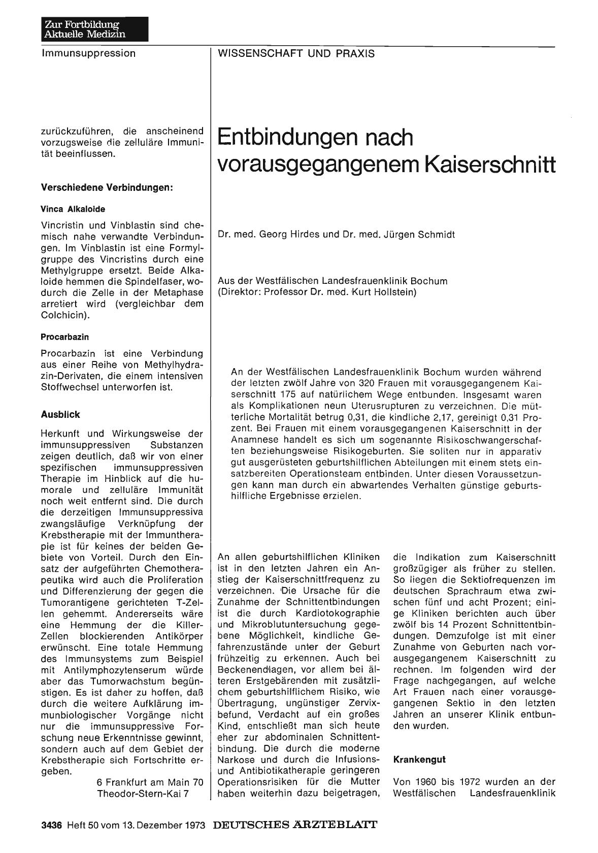 Vorschauseite 1: Entbindungen nach vorausgegangenem Kaiserschnitt