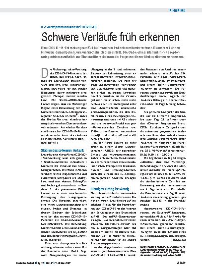 Vorschauseite 1: IL-1-Rezeptorblockade bei COVID-19: Schwere Verläufe früh erkennen