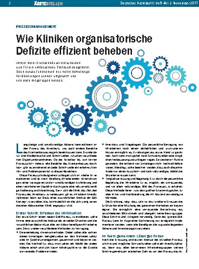 Vorschauseite 1: Prozessmanagement: Wie Kliniken organisatorische Defizite effizient beheben