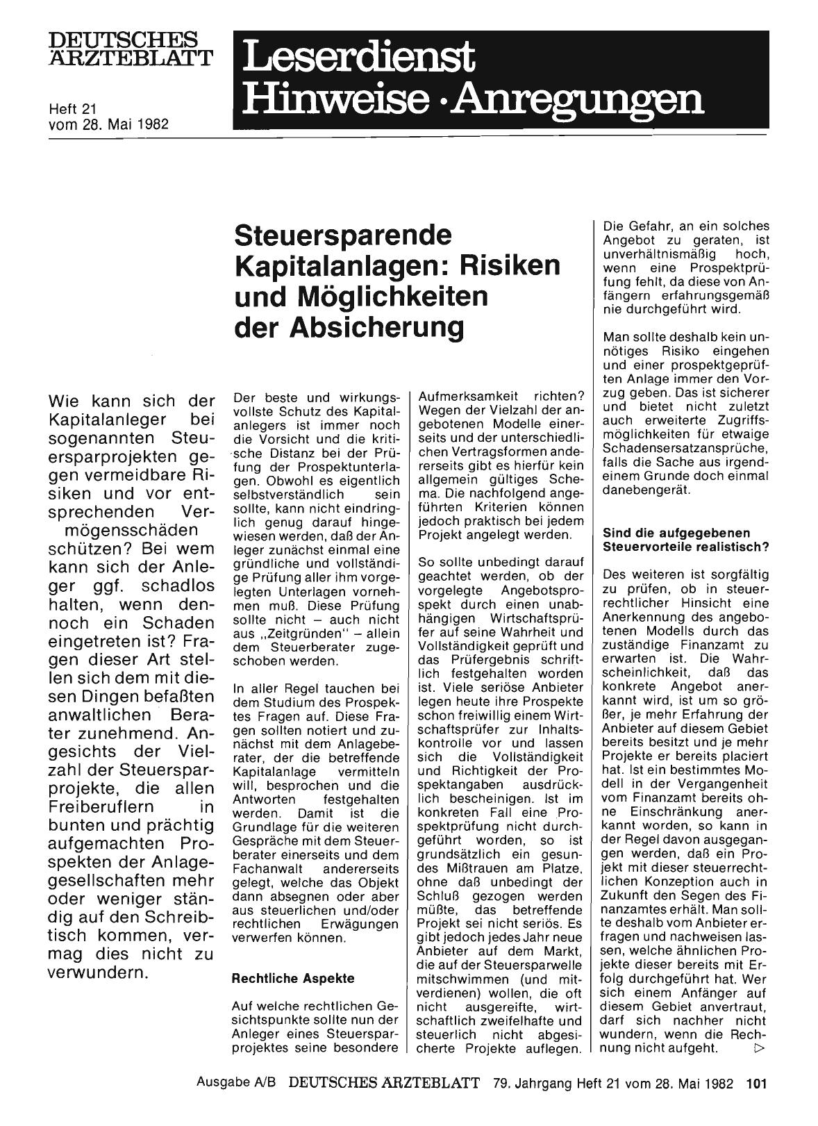 Vorschauseite 1: Steuersparende Kapitalanlagen: Risiken und Möglichkeiten der Absicherung