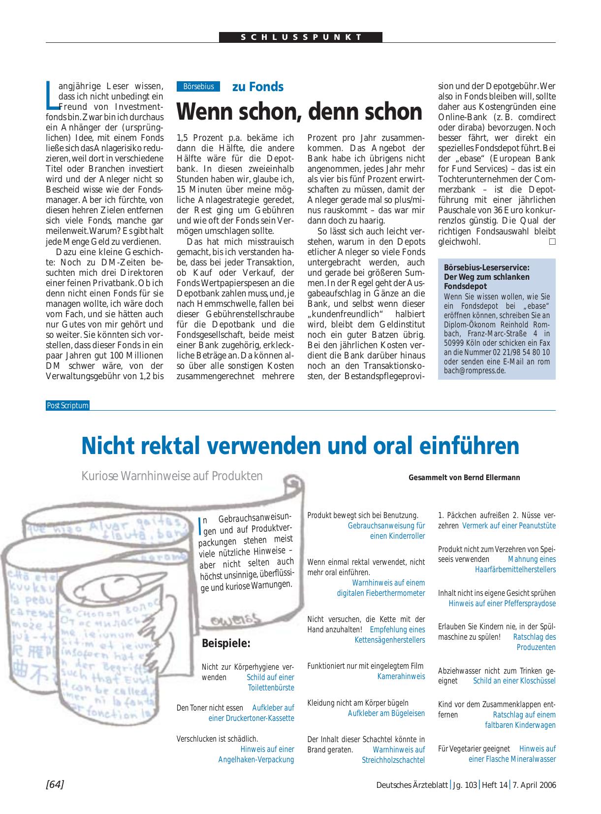Vorschauseite 1: Nicht rektal verwenden und oral einführen: Kuriose Warnhinweise auf Produkten