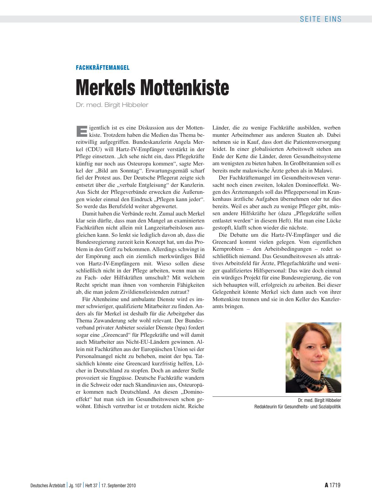 Vorschauseite 1: Fachkräftemangel: Merkels Mottenkiste