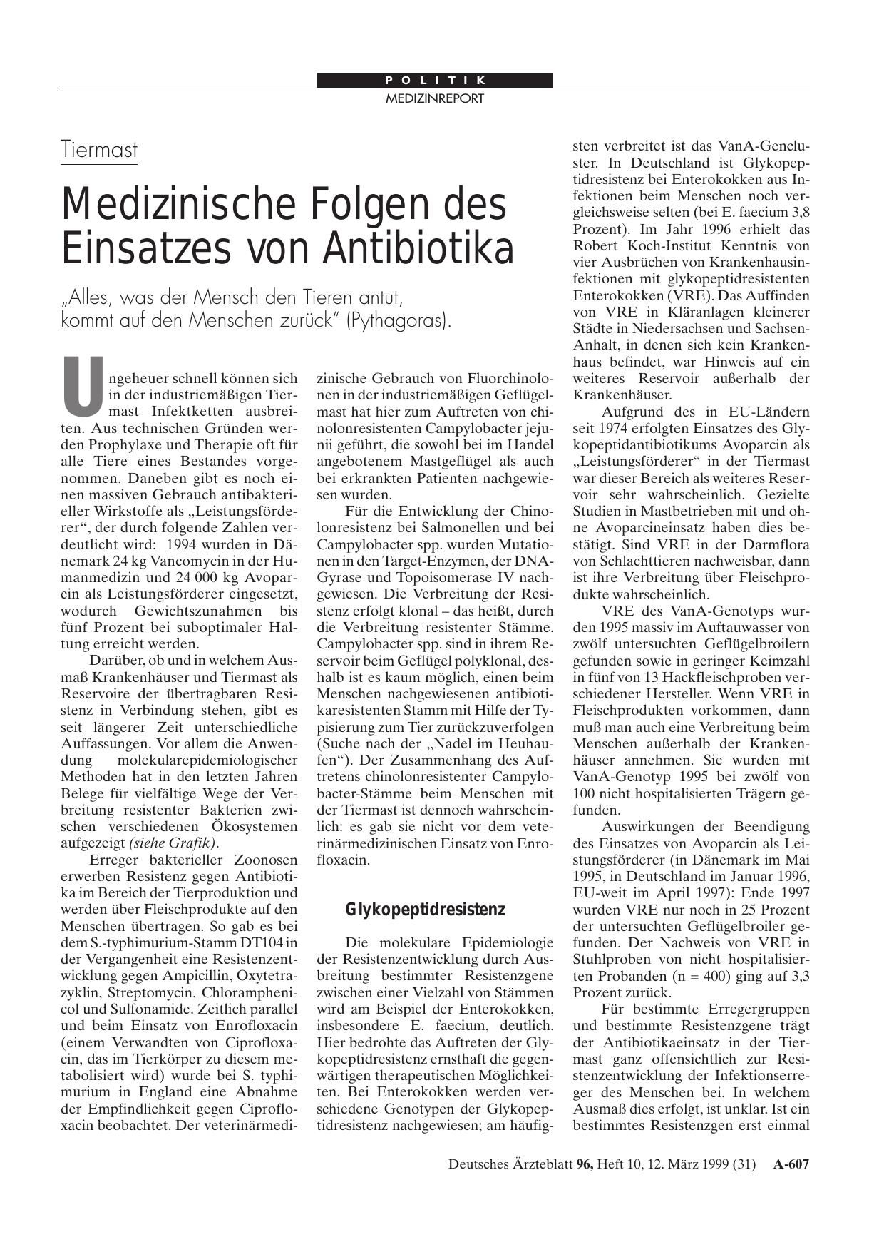 Vorschauseite 1: Tiermast: Medizinische Folgen des Einsatzes von Antibiotika