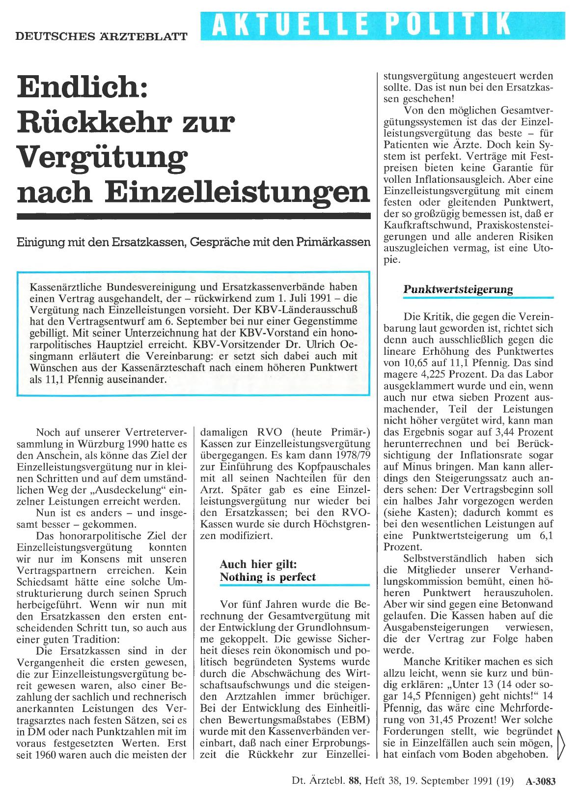 Vorschauseite 1: Endlich: Rückkehr zur Vergütung nach Einzelleistungen