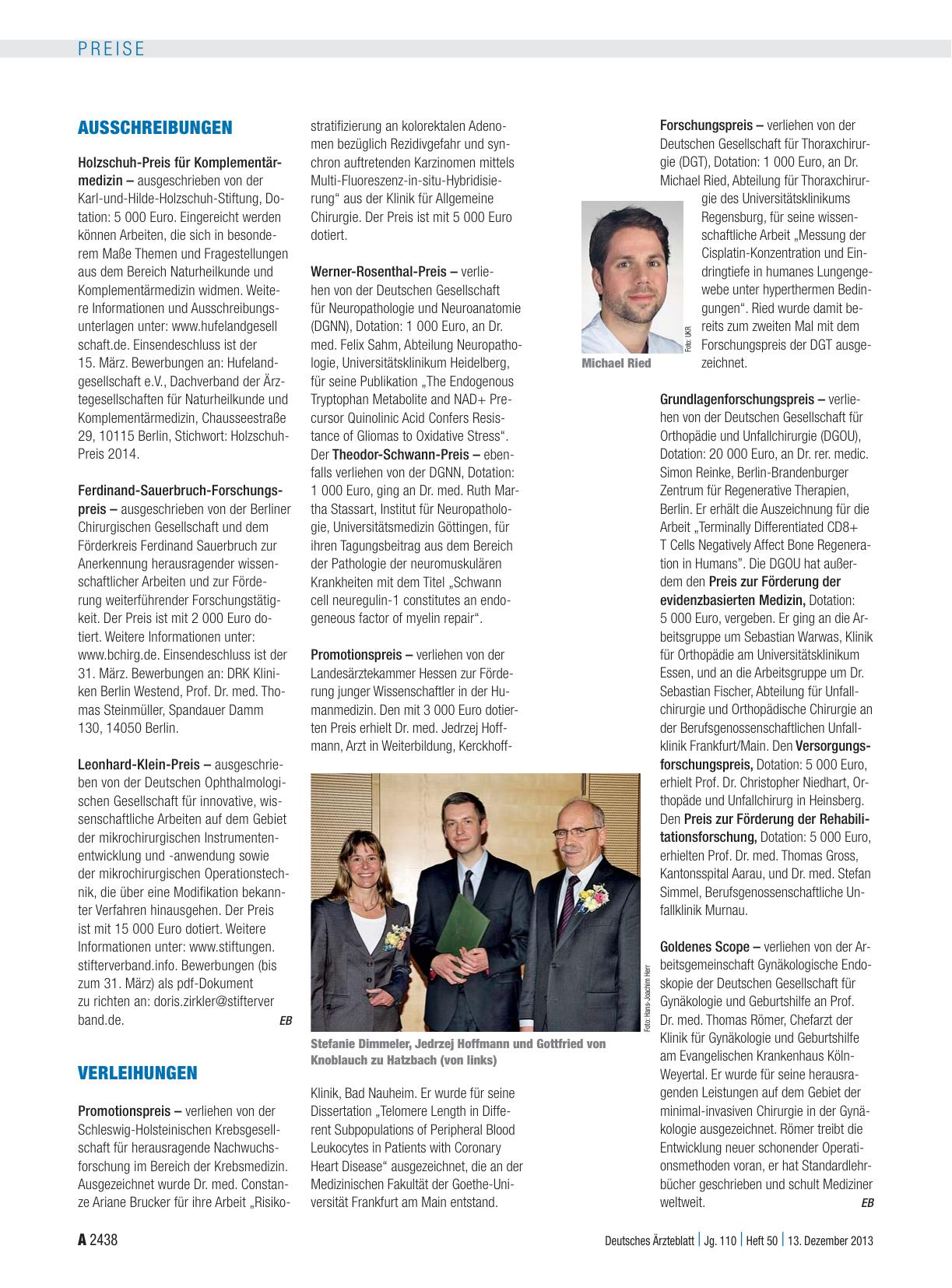 Vorschauseite 1: Verleihungen