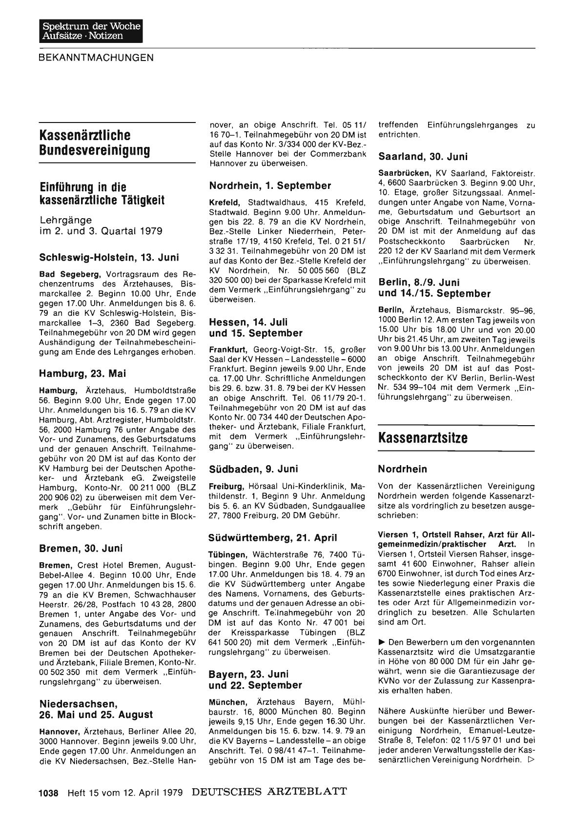 Vorschauseite 1: Kassenarztsitze