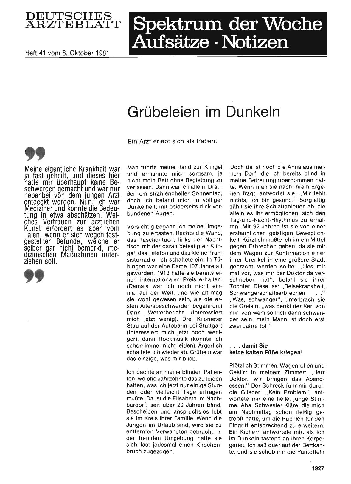 Vorschauseite 1: Grübeleien im Dunkeln
