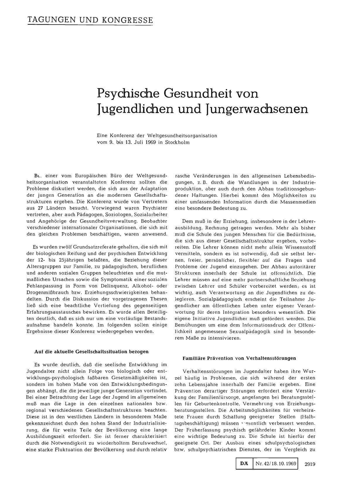 Vorschauseite 1: Psychische Gesundheit von Jugendlichen und Jungerwachsenen