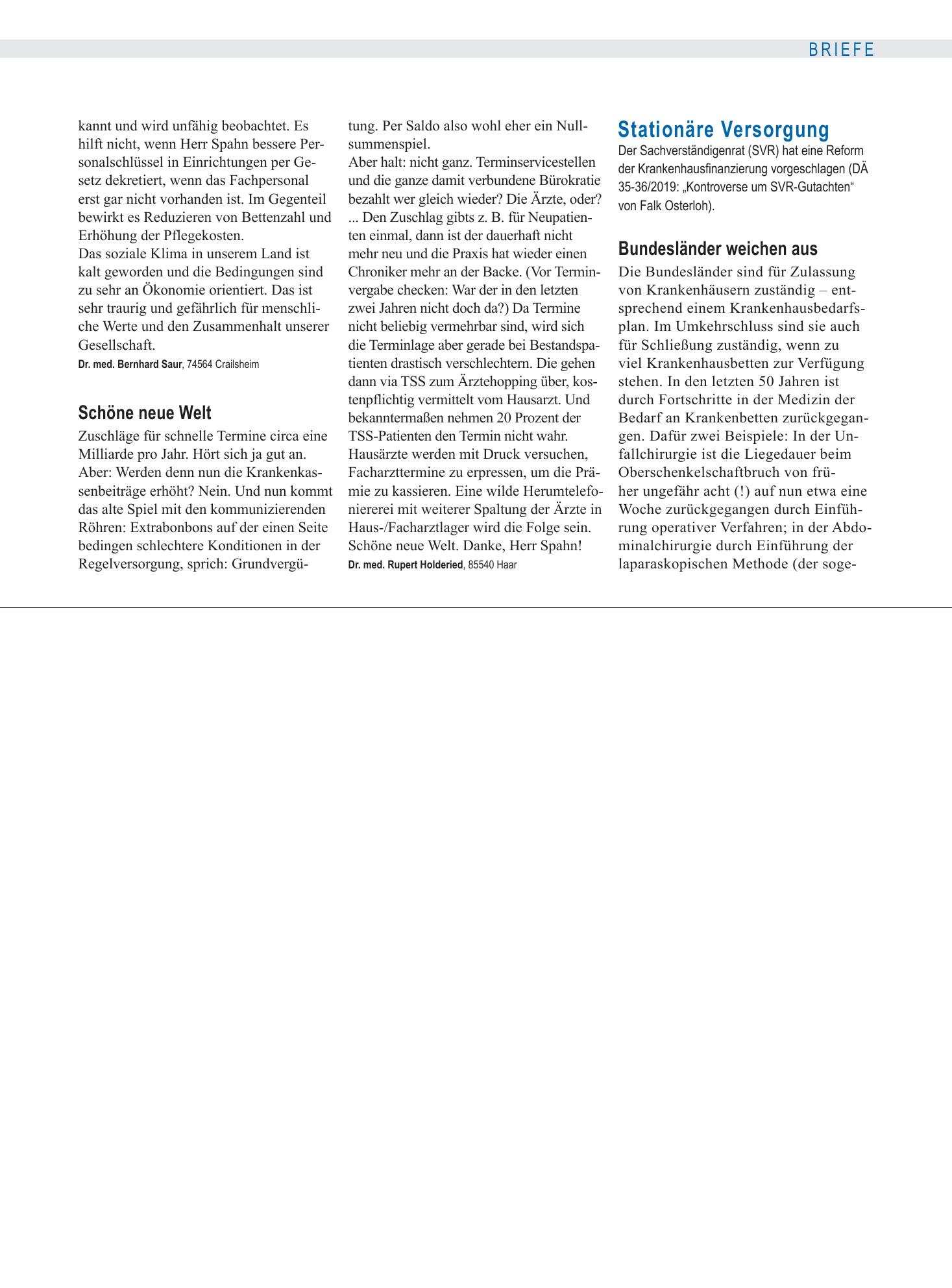 Vorschauseite 1: Terminservice: Schöne neue Welt – Deutsches Ärzteblatt