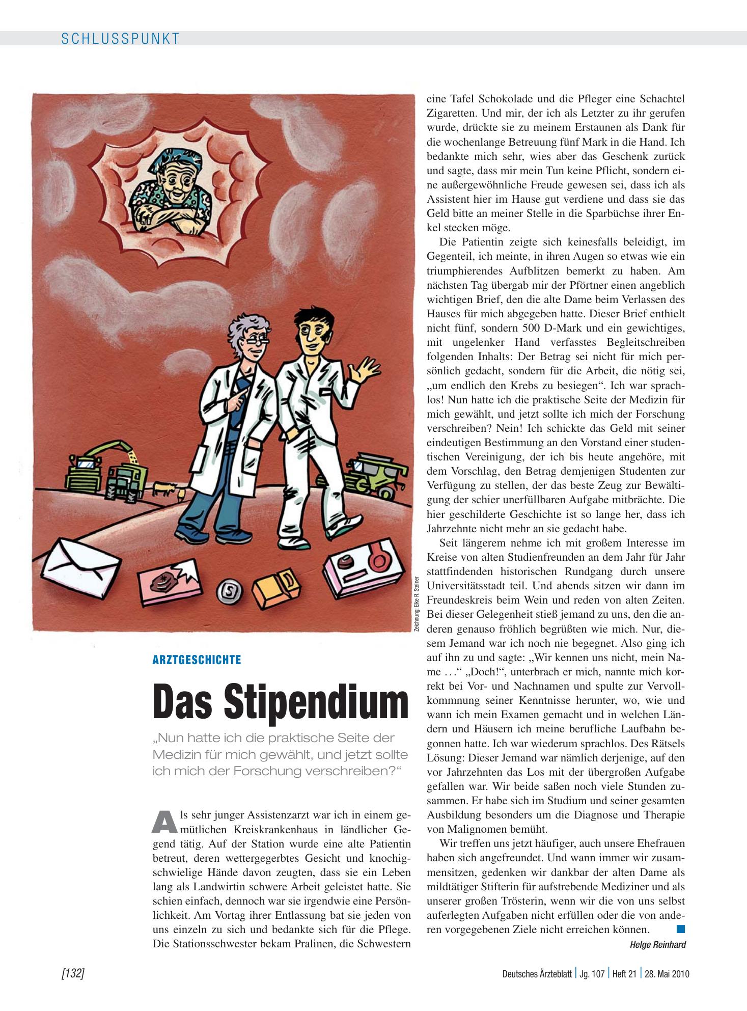 Vorschauseite 1: Arztgeschichte: Das Stipendium – Deutsches Ärzteblatt
