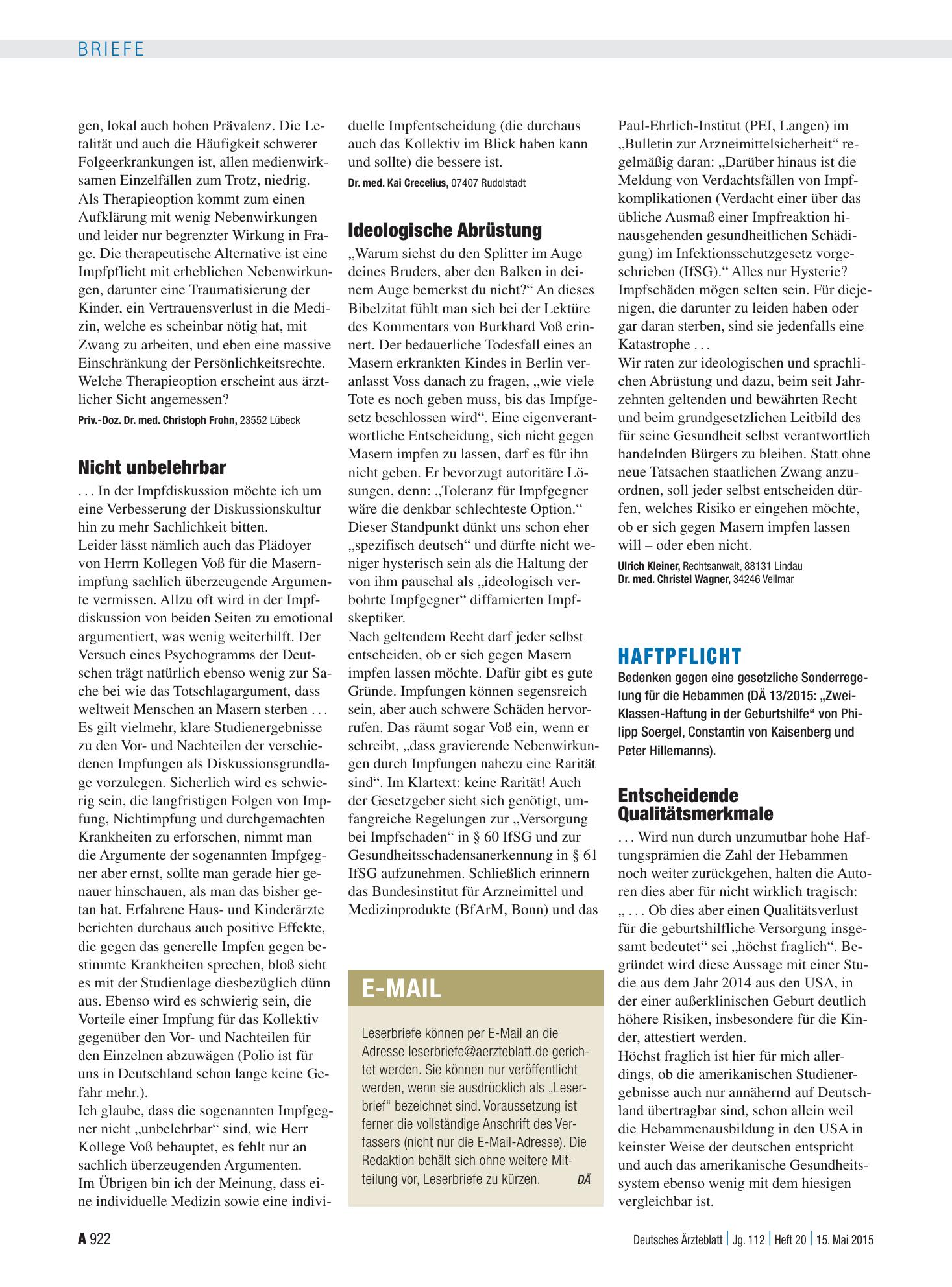 Vorschauseite 1: Haftpflicht: Entscheidende Qualitätsmerkmale – Deutsches Ärzteblatt