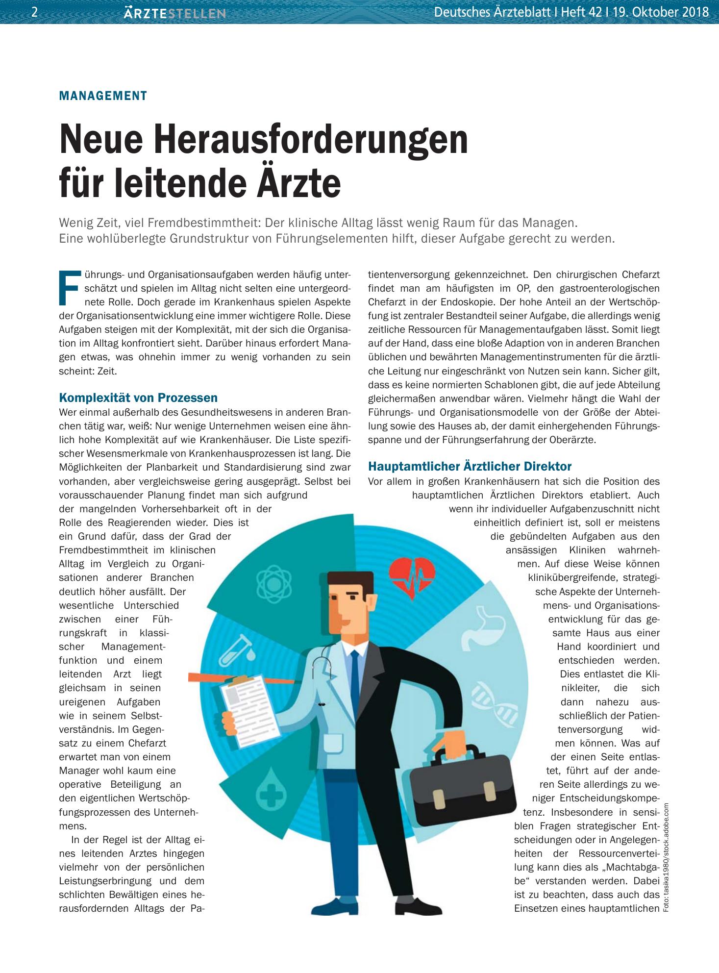 Vorschauseite 1: Management: Neue Herausforderungen für leitende Ärzte – Deutsches Ärzteblatt