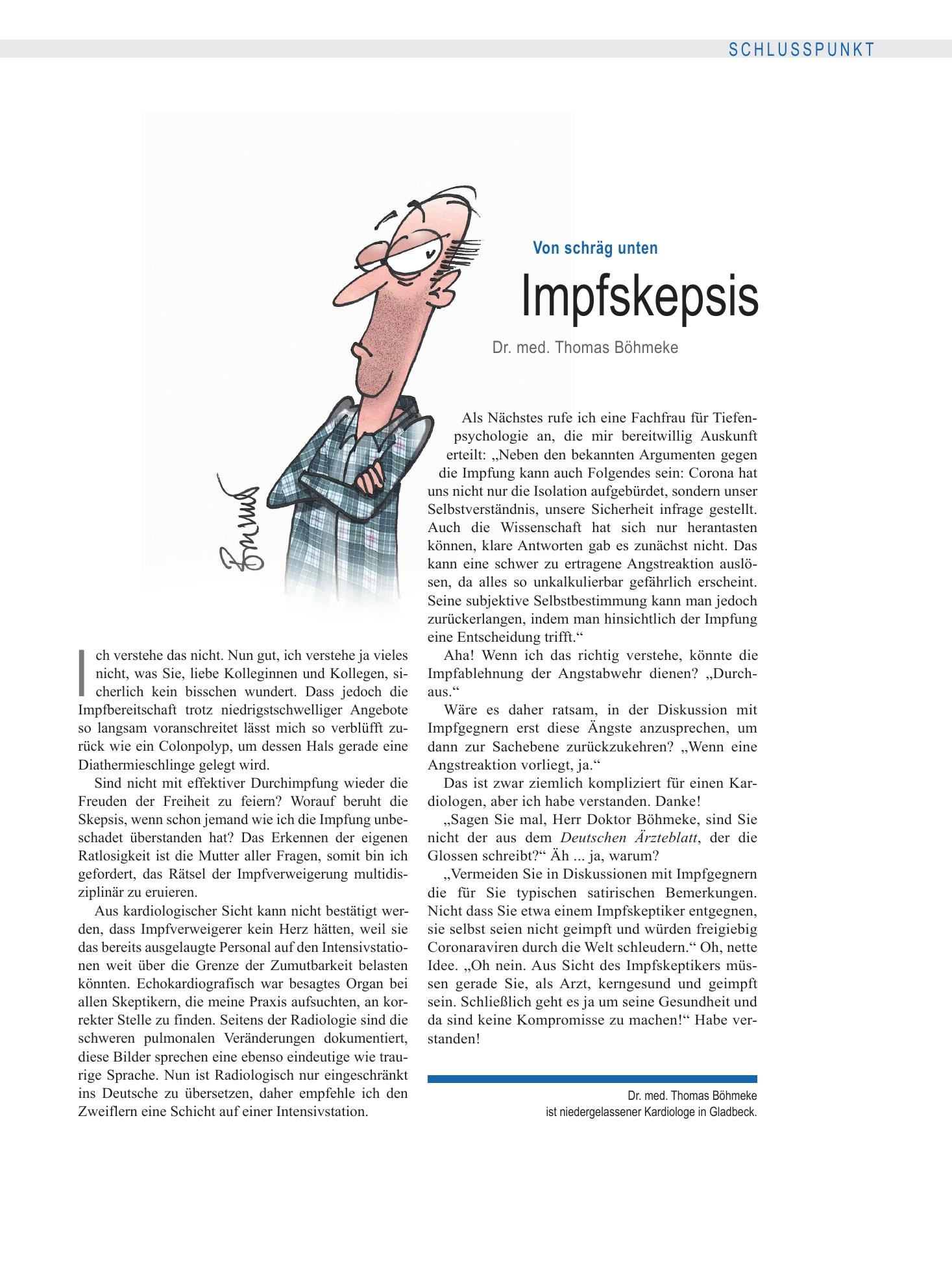 Vorschauseite 1: Von schräg unten: Impfskepsis – Deutsches Ärzteblatt