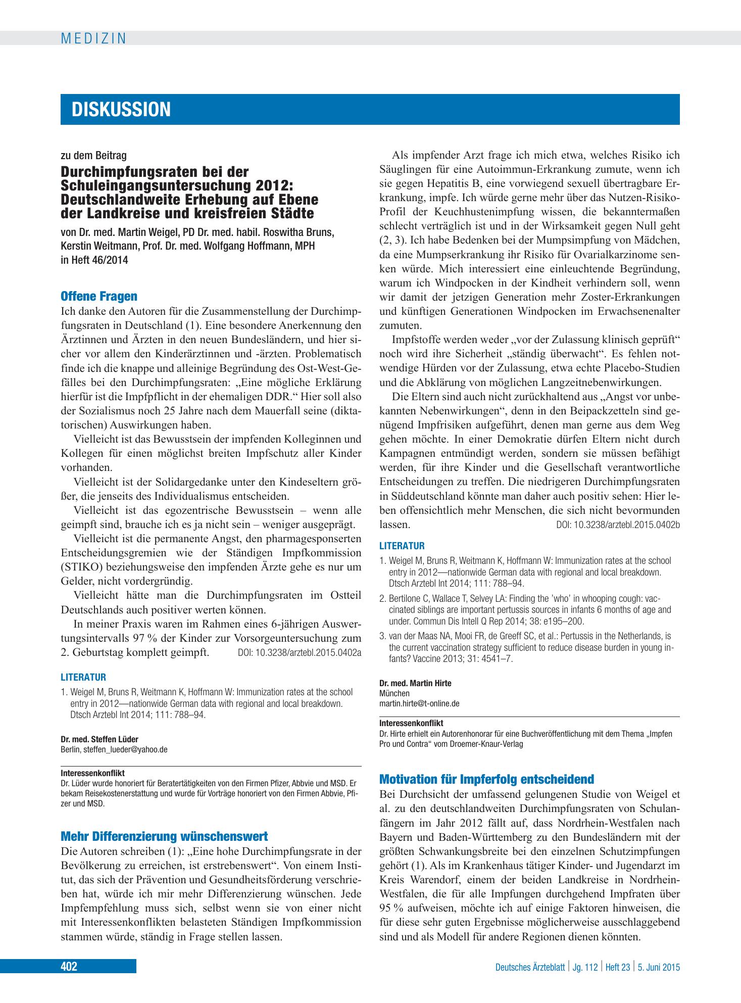 Vorschauseite 1: Offene Fragen – Deutsches Ärzteblatt