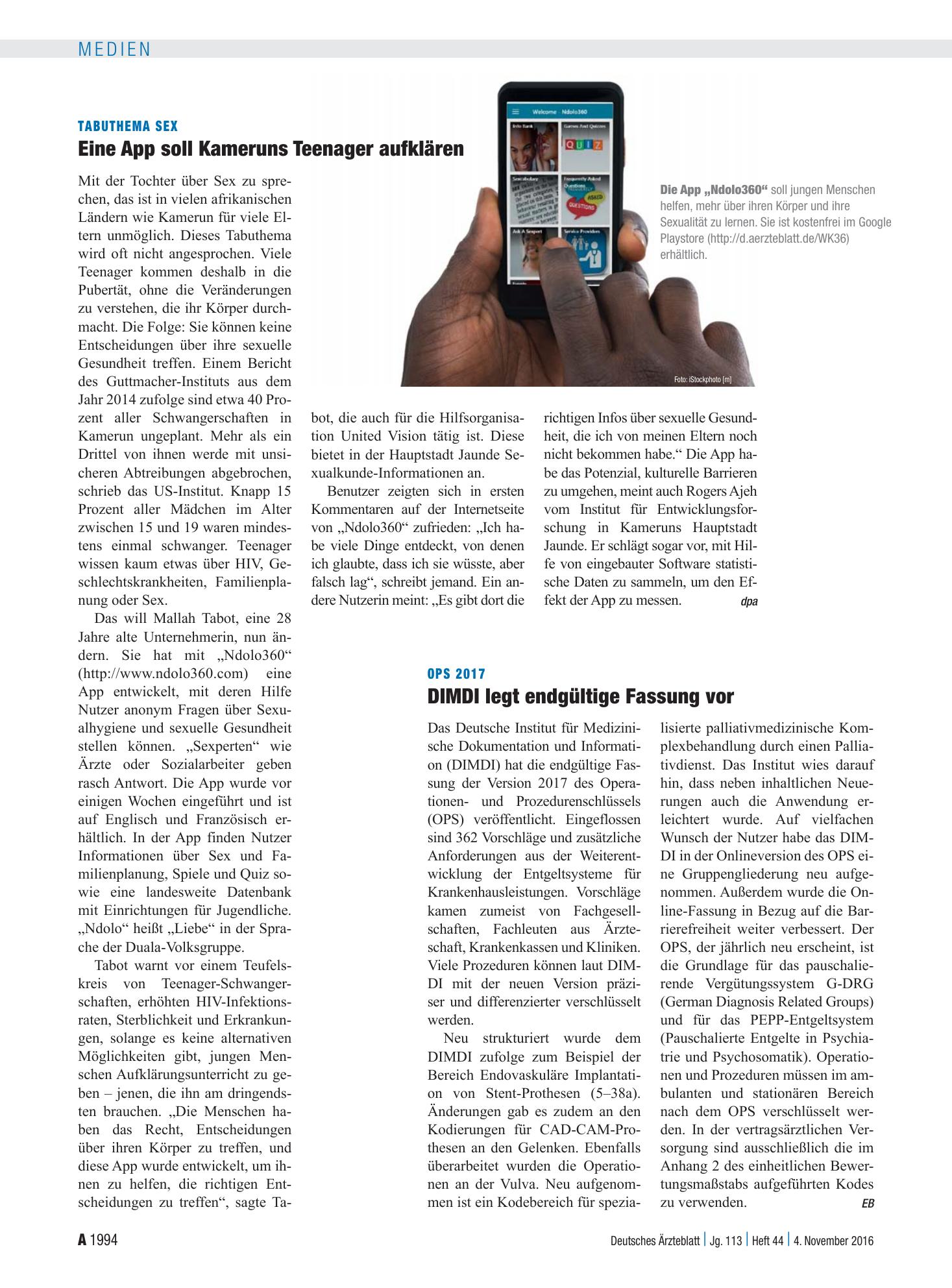 Vorschauseite 1: OPS 2017: DIMDI legt endgültige Fassung vor – Deutsches Ärzteblatt