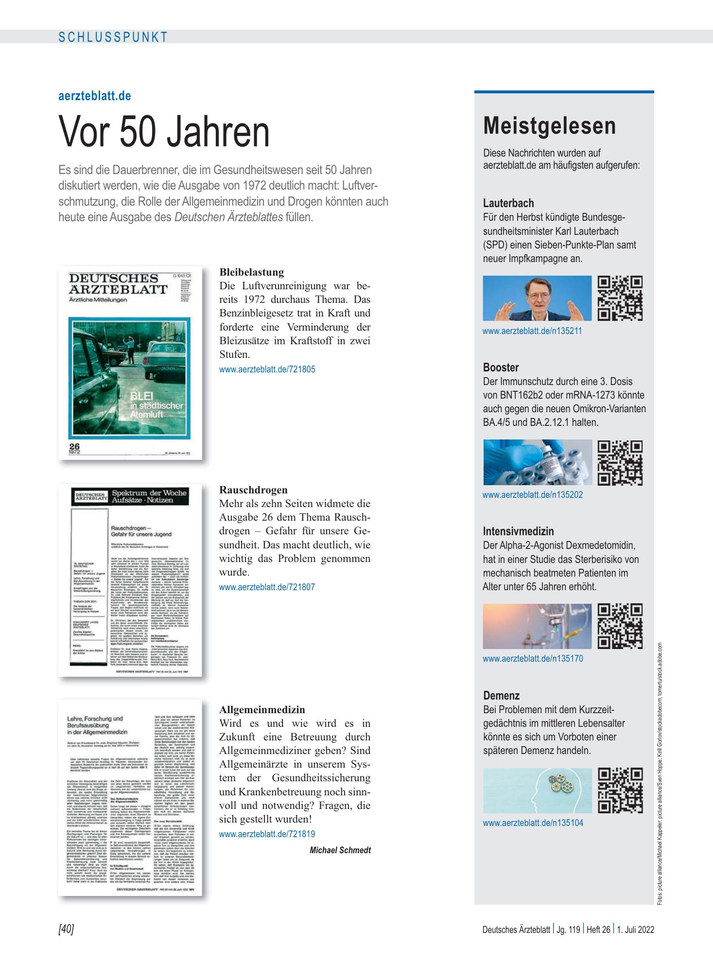 Vorschauseite 1: Meistgelesen – Deutsches Ärzteblatt