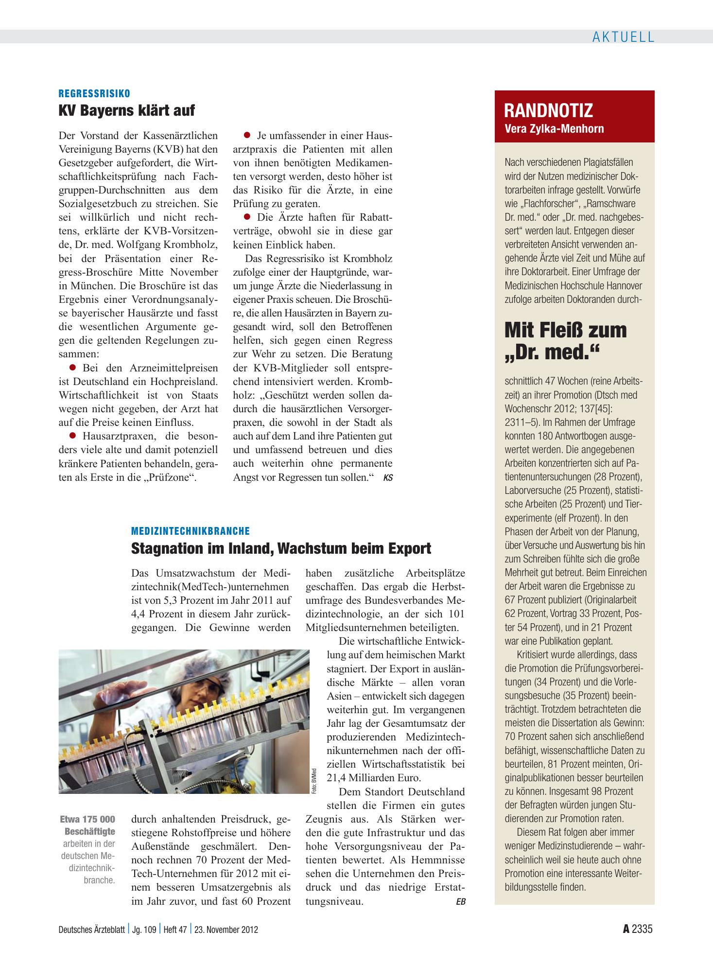 Vorschauseite 1: Randnotiz: Mit Fleiß zum „Dr. med.“ – Deutsches Ärzteblatt