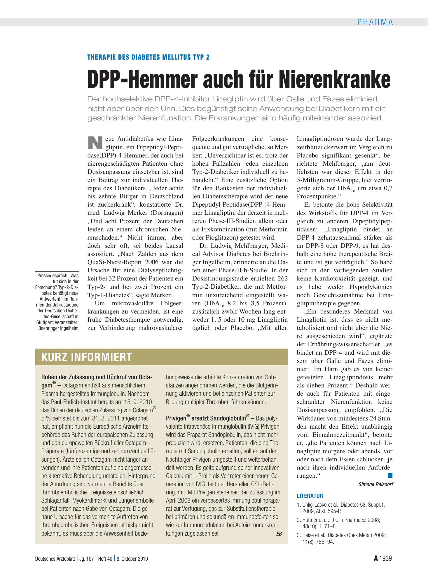 Vorschauseite 1: Kurz informiert – Deutsches Ärzteblatt