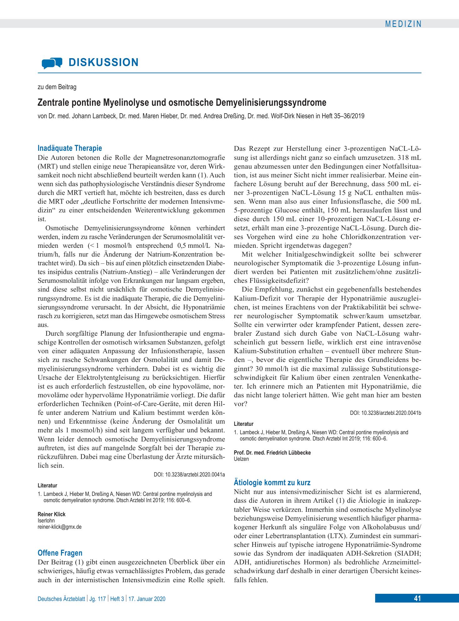 Vorschauseite 1: Offene Fragen – Deutsches Ärzteblatt