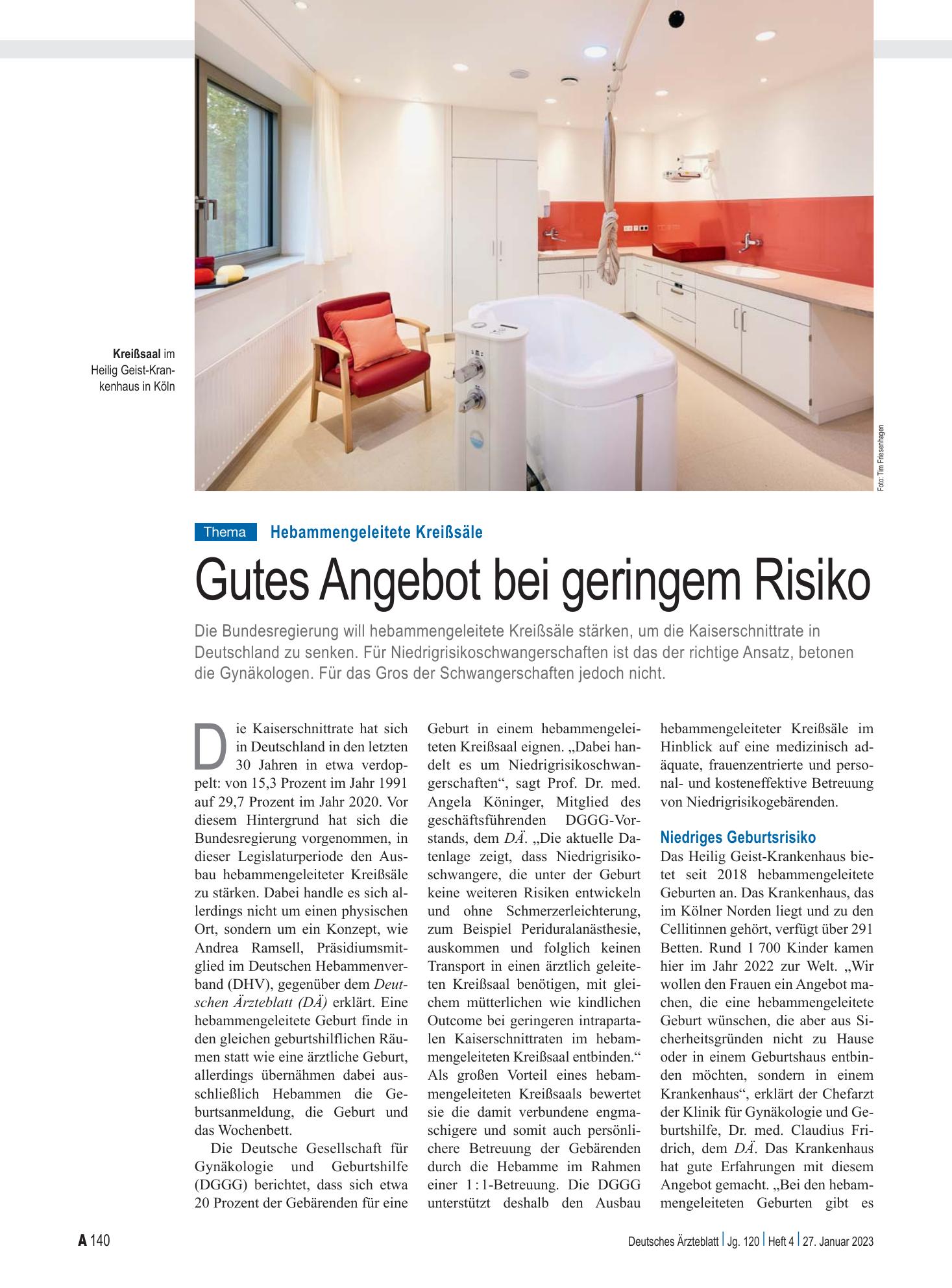 Vorschauseite 1: Hebammengeleitete Kreißsäle: Gutes Angebot bei geringem Risiko – Deutsches Ärzteblatt