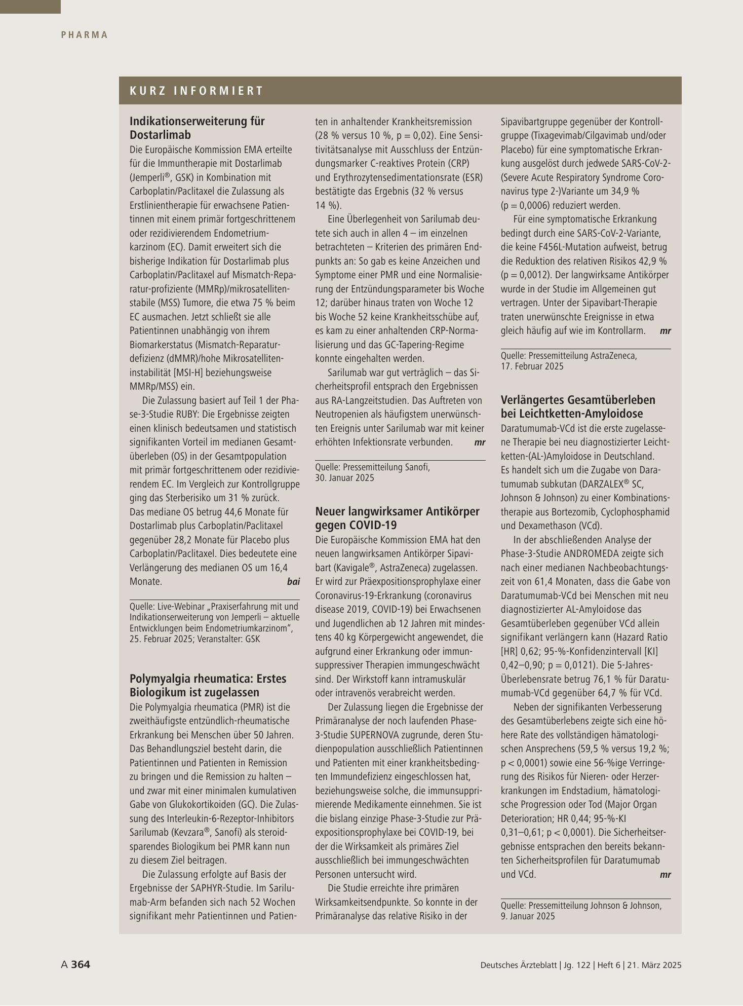 Vorschauseite 1: Kurz informiert – Deutsches Ärzteblatt