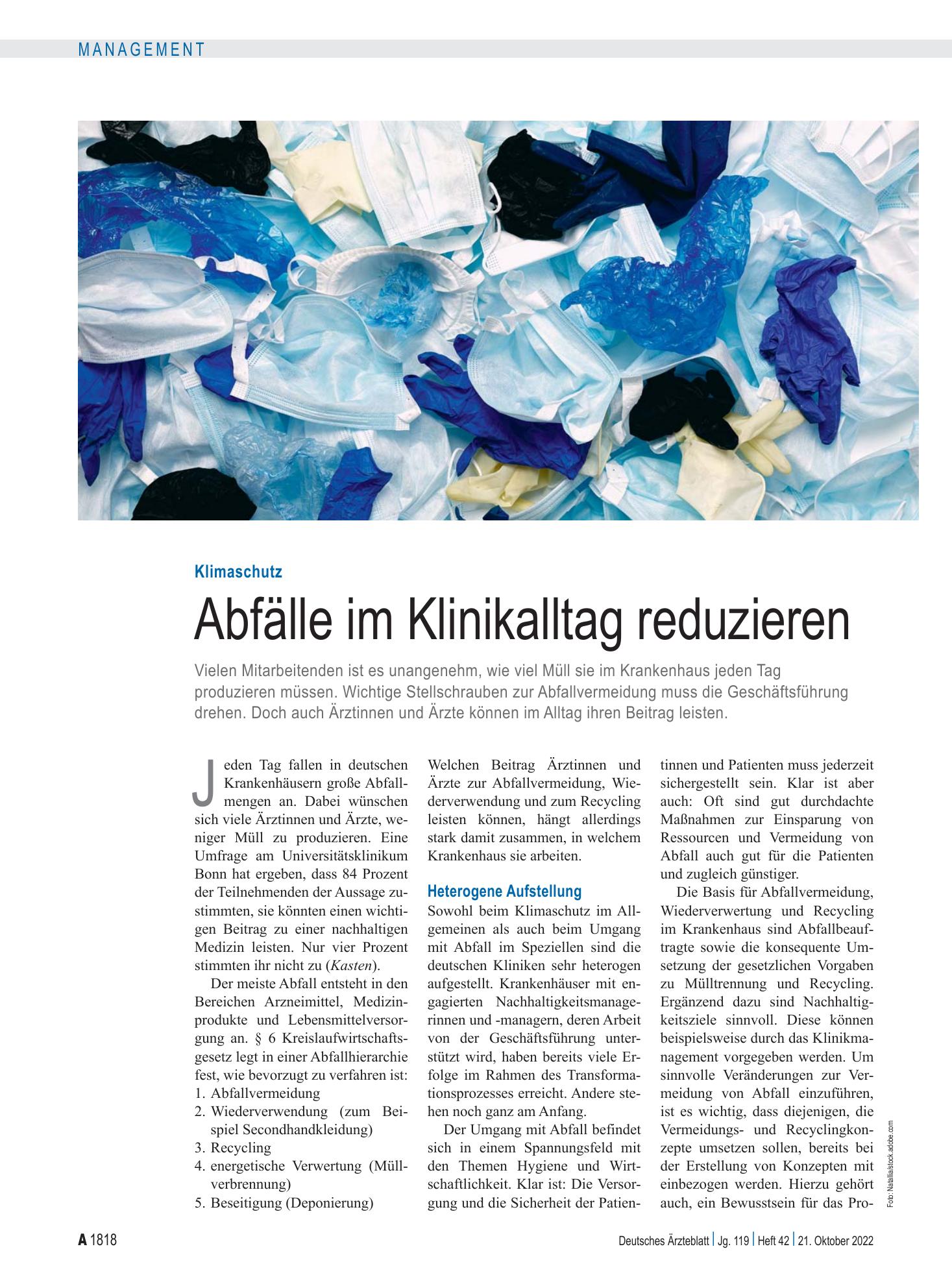Vorschauseite 1: Klimaschutz: Abfälle im Klinikalltag reduzieren – Deutsches Ärzteblatt