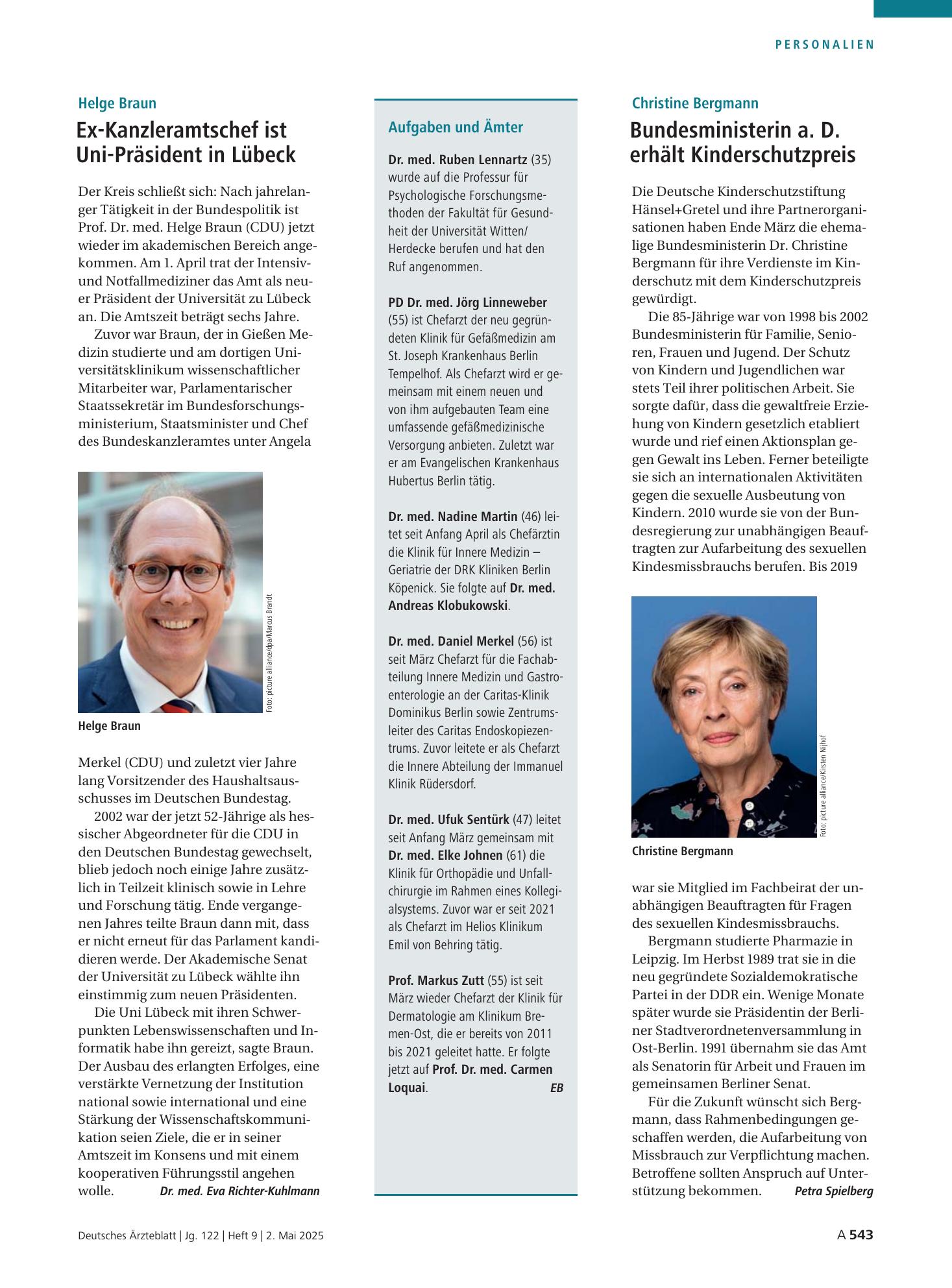 Vorschauseite 1: Aufgaben und Ämter – Deutsches Ärzteblatt