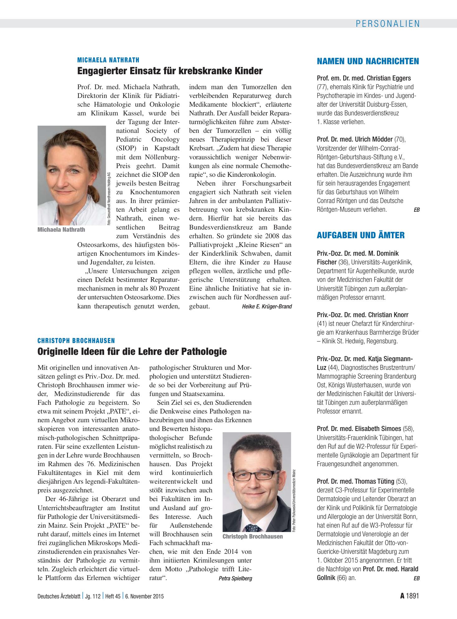 Vorschauseite 1: Aufgaben und Ämter – Deutsches Ärzteblatt