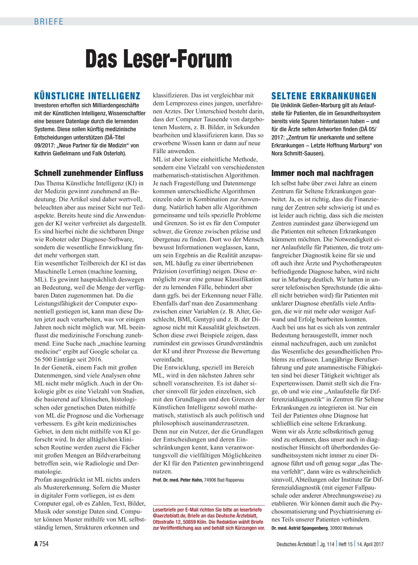 Vorschauseite 1: Künstliche Intelligenz: Schnell zunehmender Einfluss – Deutsches Ärzteblatt