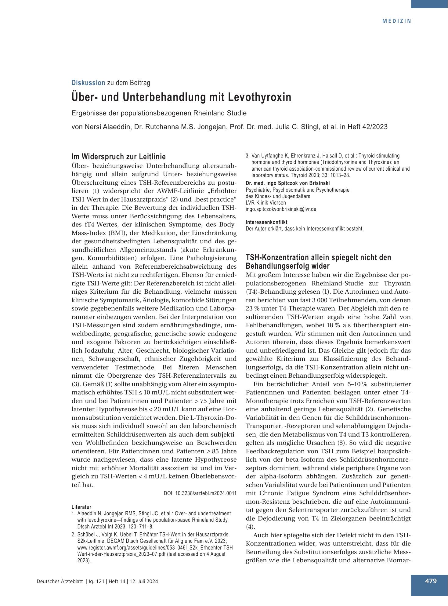 Vorschauseite 1: Im Widerspruch zur Leitlinie – Deutsches Ärzteblatt
