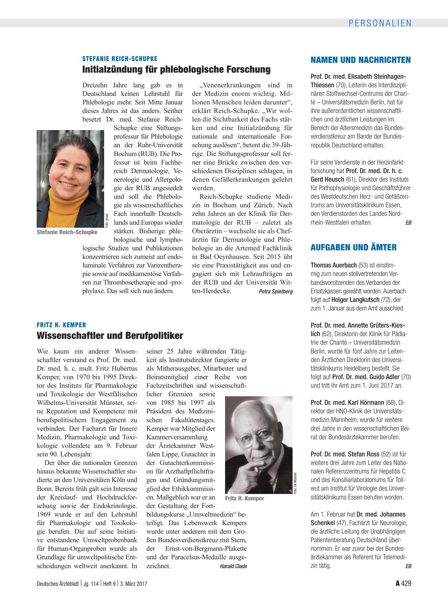 Vorschauseite 1: Aufgaben und Ämter – Deutsches Ärzteblatt