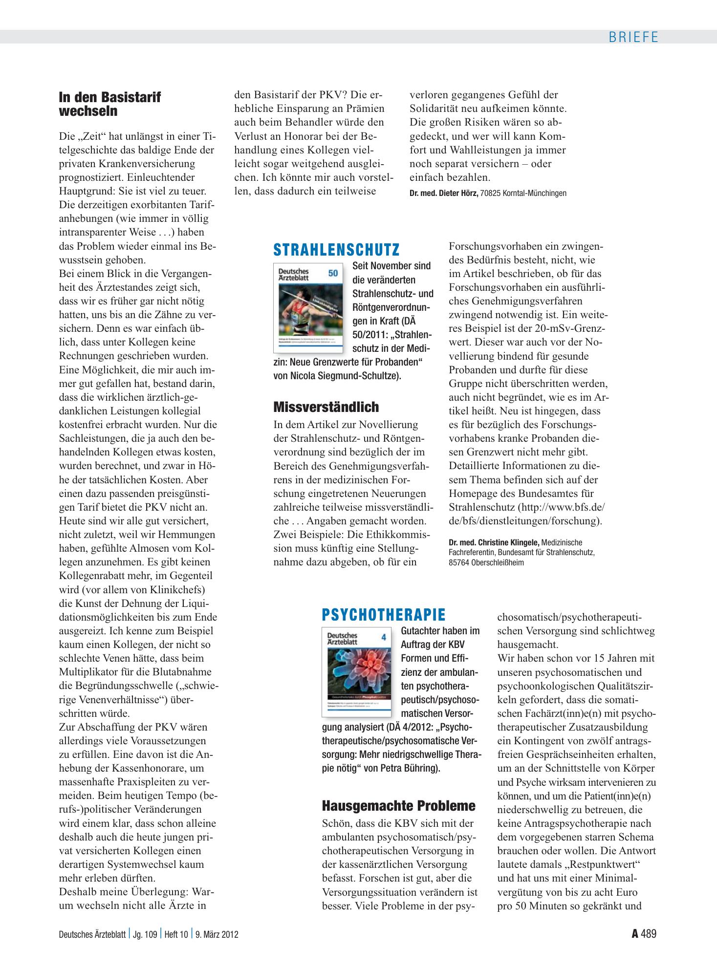 Vorschauseite 1: Strahlenschutz: Missverständlich – Deutsches Ärzteblatt