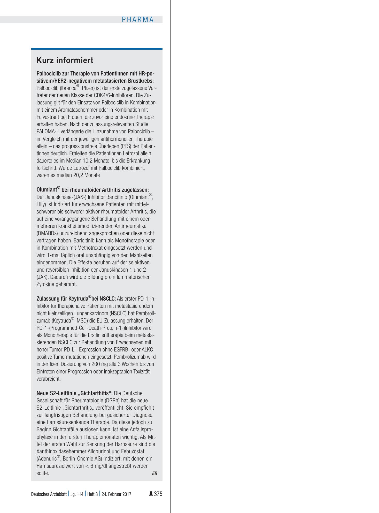 Vorschauseite 1: Kurz informiert – Deutsches Ärzteblatt