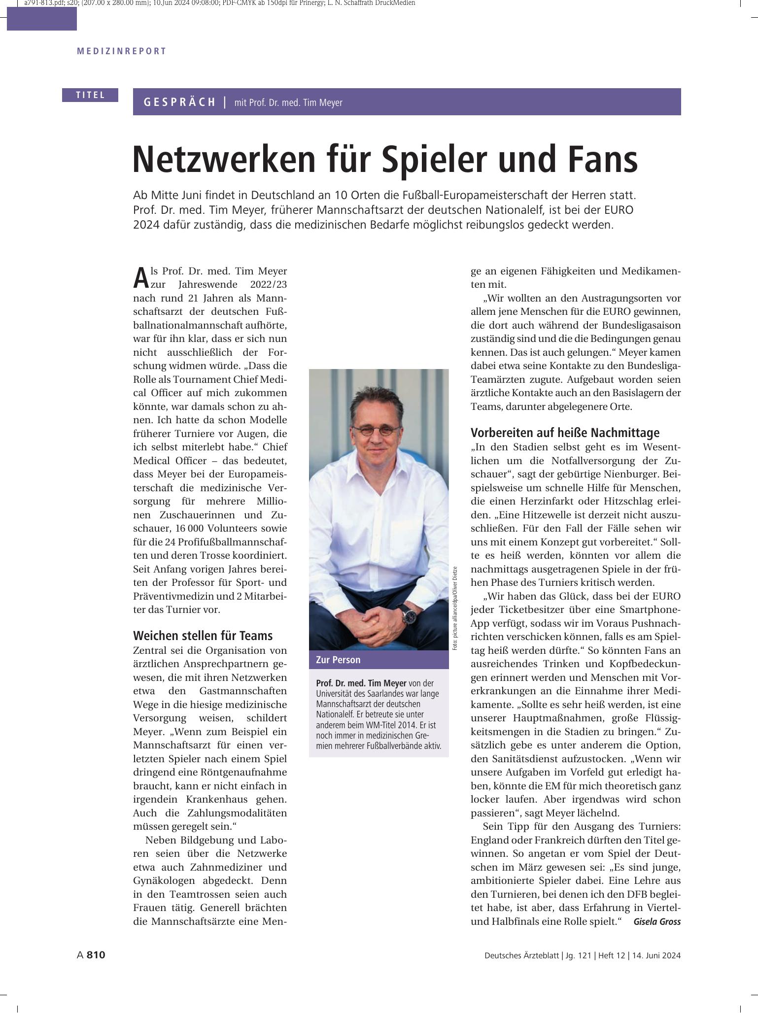Vorschauseite 1: Netzwerken für Spieler und Fans – Deutsches Ärzteblatt