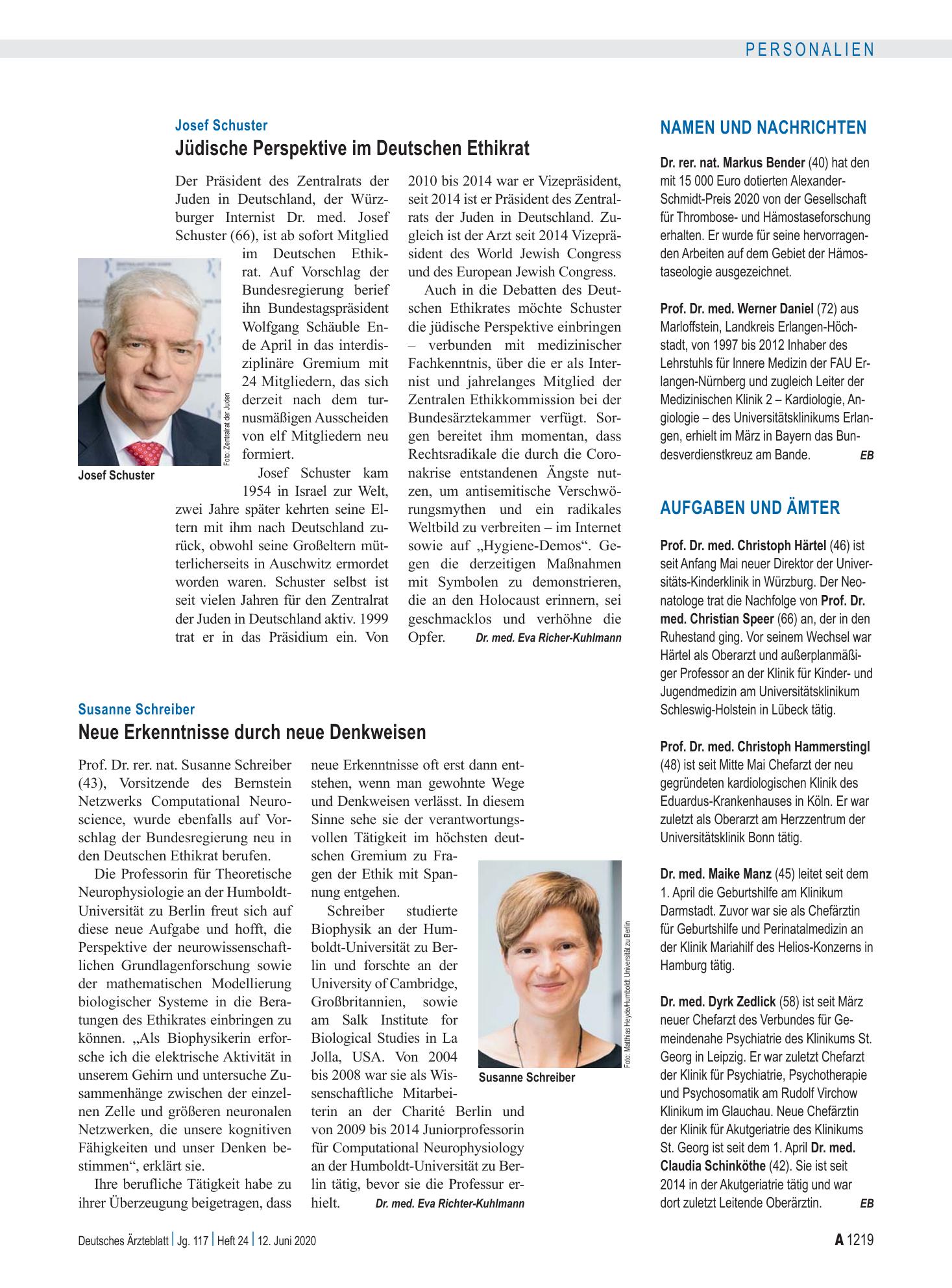 Vorschauseite 1: Aufgaben und Ämter – Deutsches Ärzteblatt