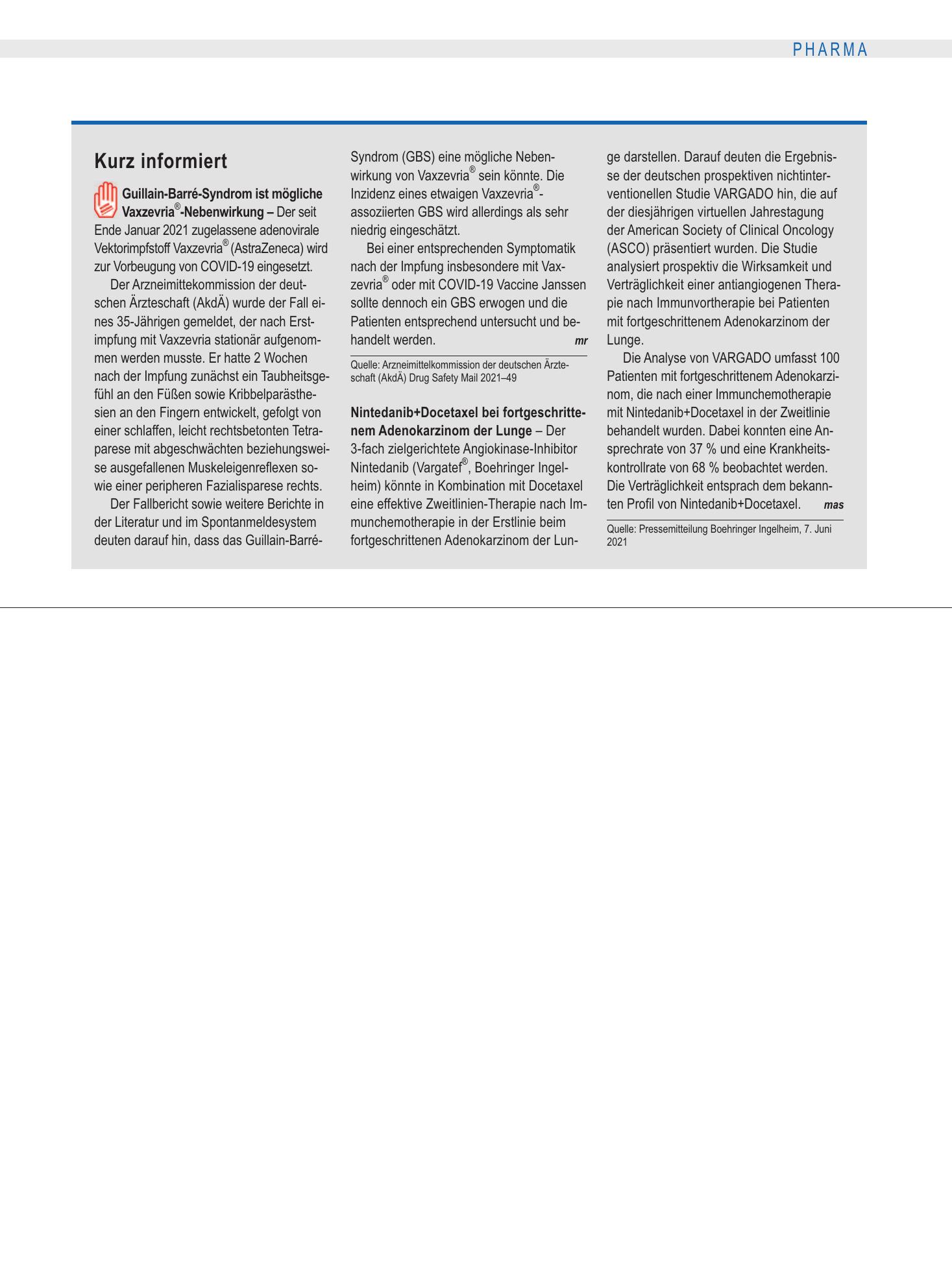 Vorschauseite 1: Kurz informiert – Deutsches Ärzteblatt