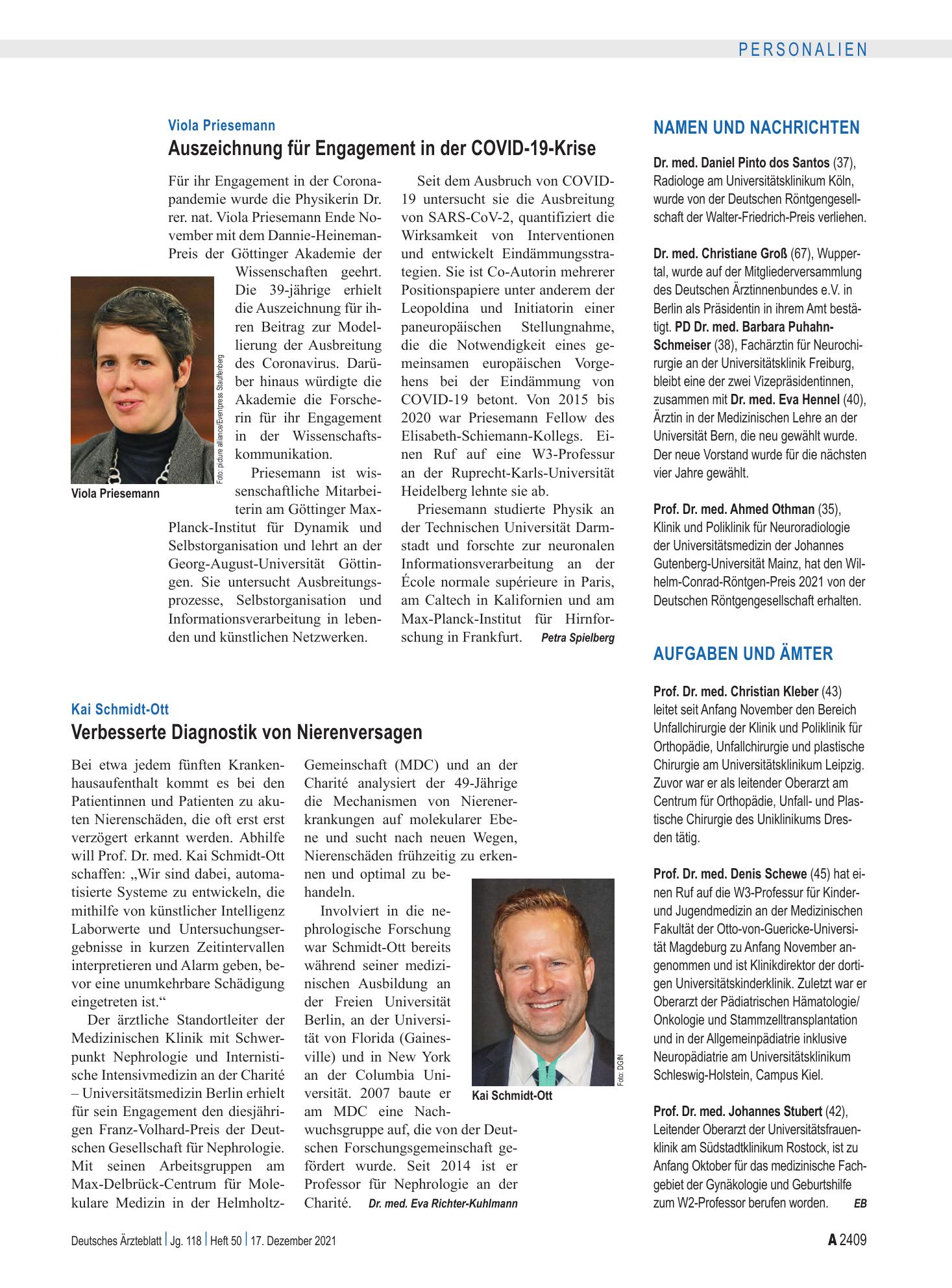 Vorschauseite 1: Aufgaben und Ämter – Deutsches Ärzteblatt