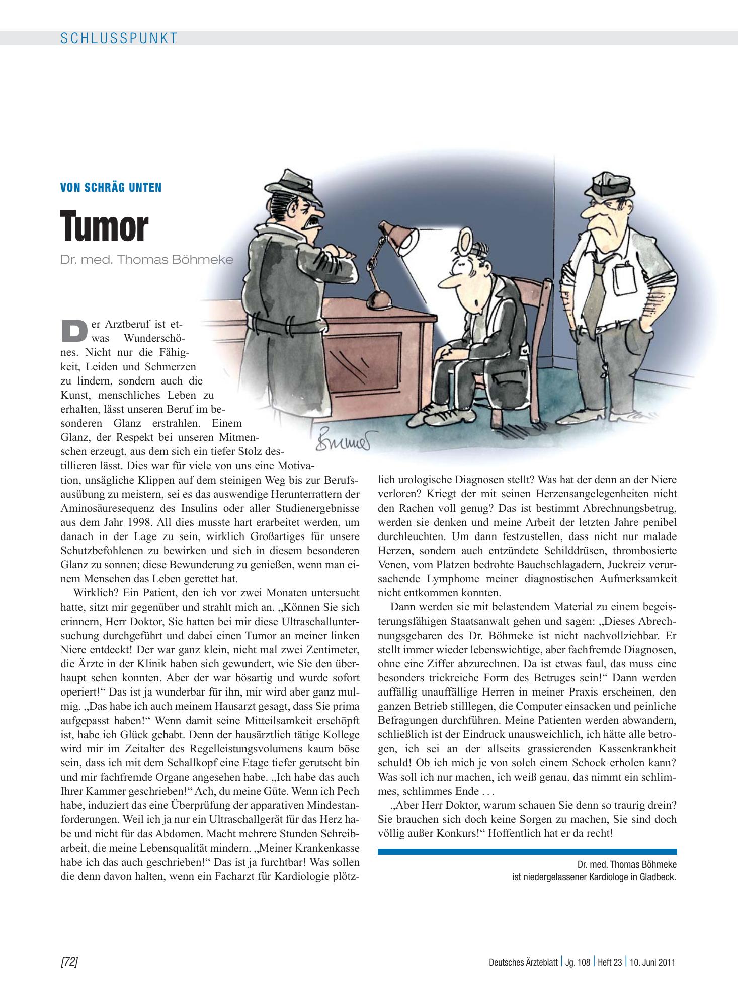 Vorschauseite 1: Von schräg unten: Tumor – Deutsches Ärzteblatt