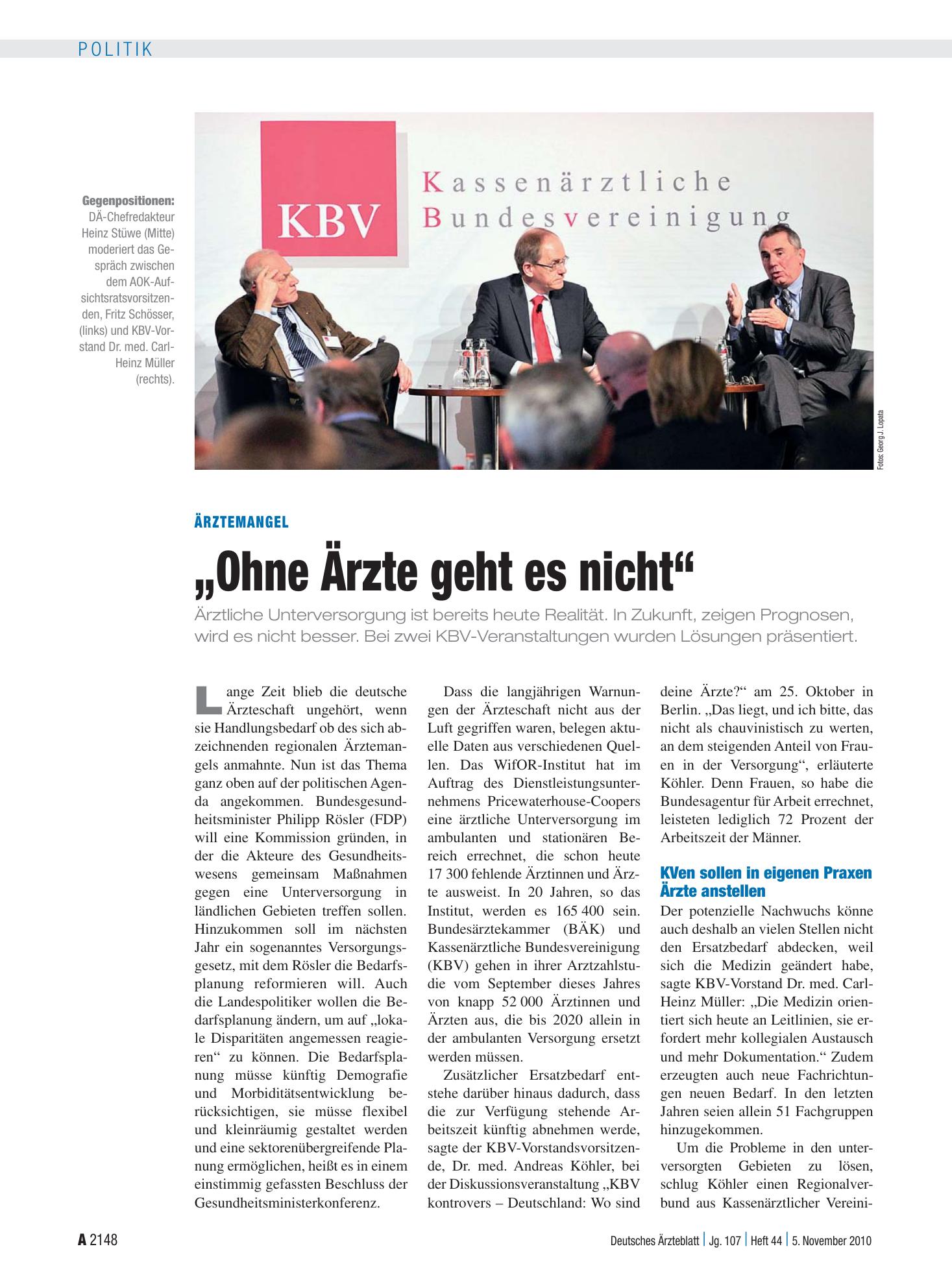 Vorschauseite 1: Ärztemangel: „Ohne Ärzte geht es nicht“ – Deutsches Ärzteblatt