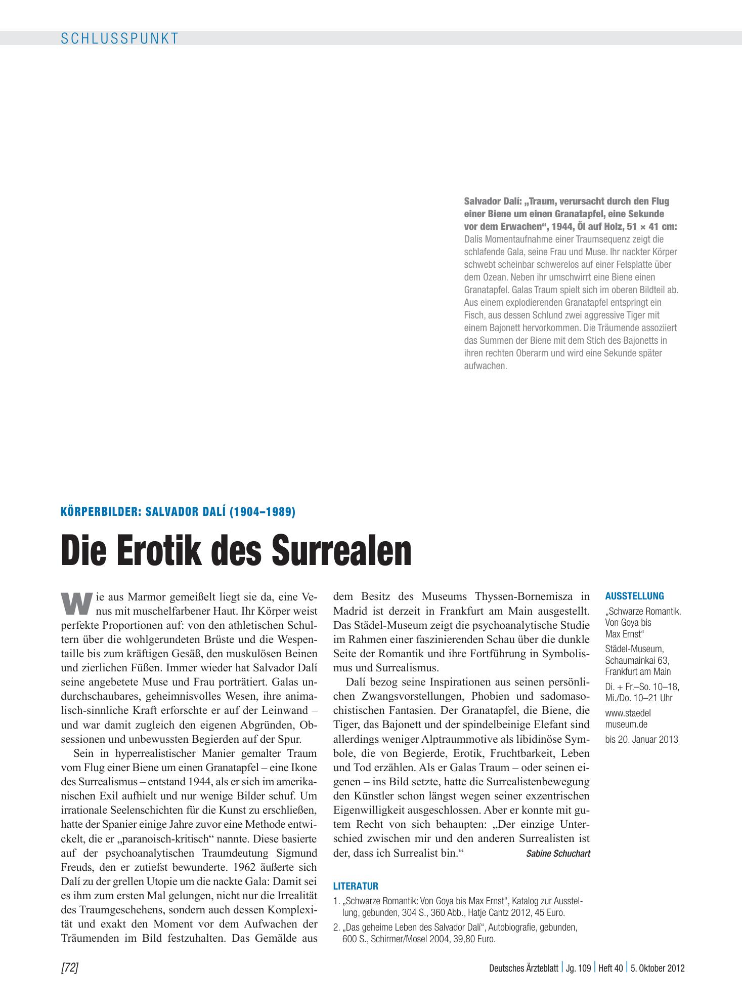 Vorschauseite 1: Körperbilder: Salvador Dalí (1904–1989) - Die Erotik des Surrealen – Deutsches Ärzteblatt