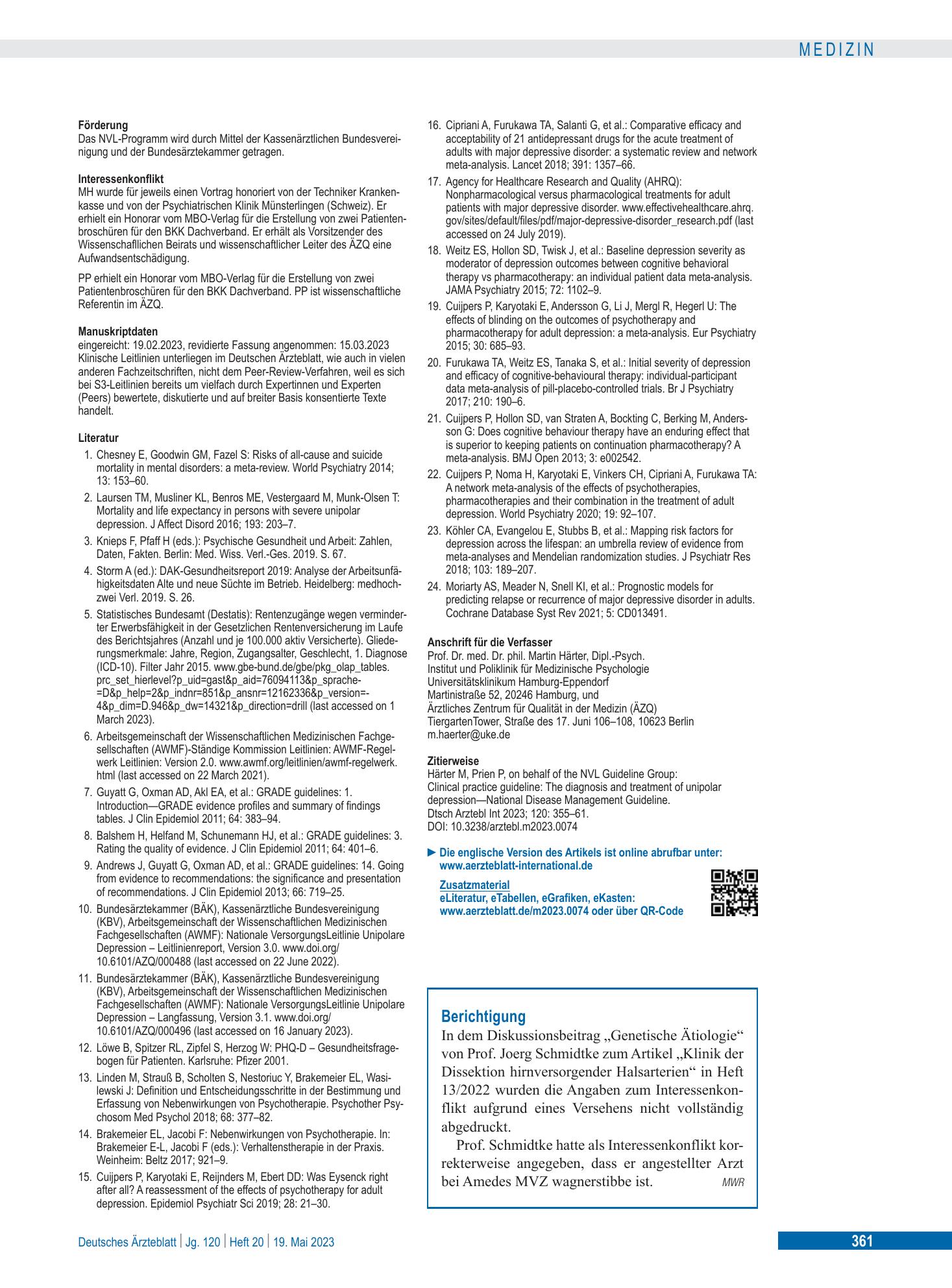 Vorschauseite 1: Berichtigung – Deutsches Ärzteblatt