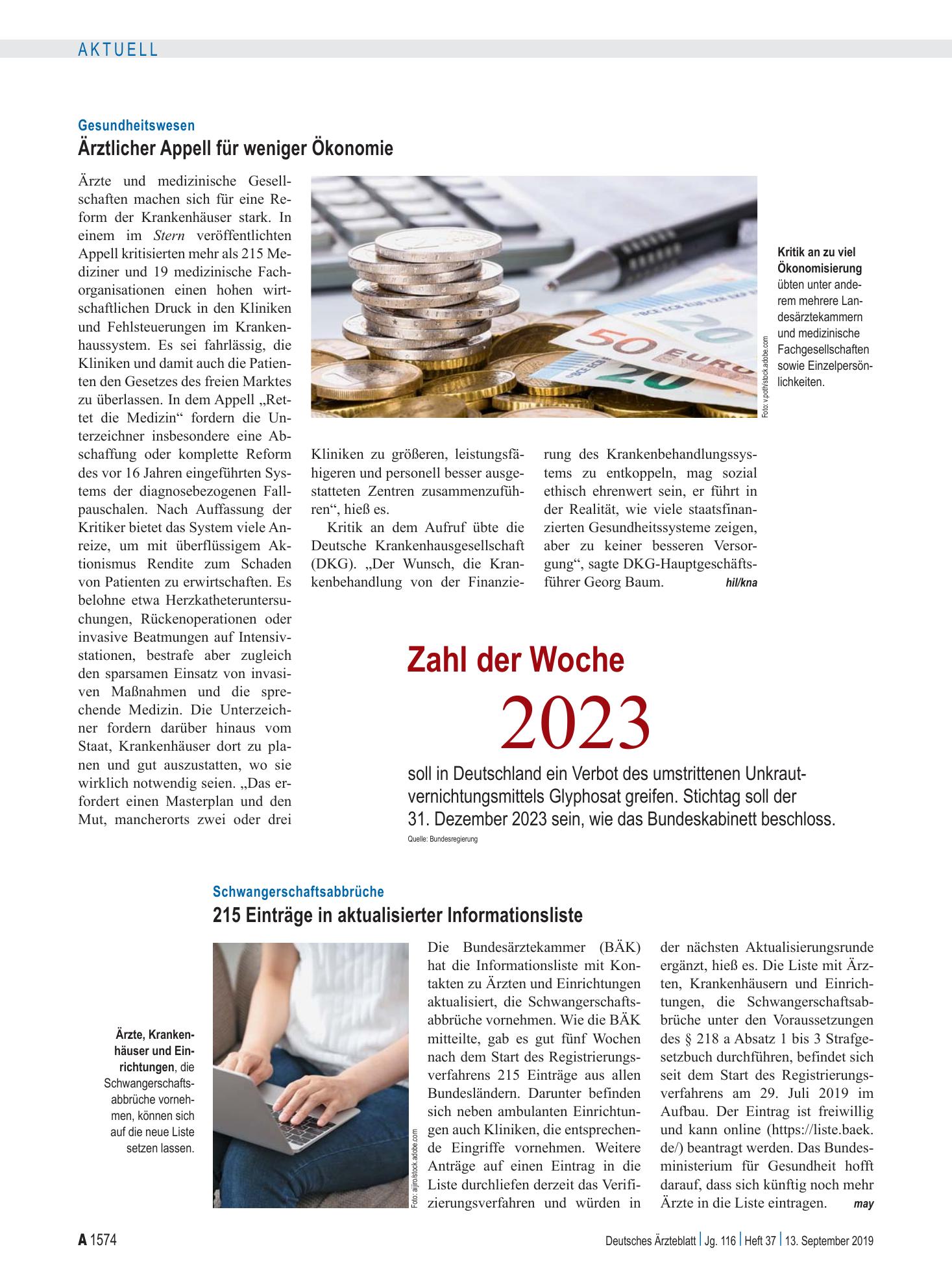 Vorschauseite 1: Zahl der Woche 2023 – Deutsches Ärzteblatt
