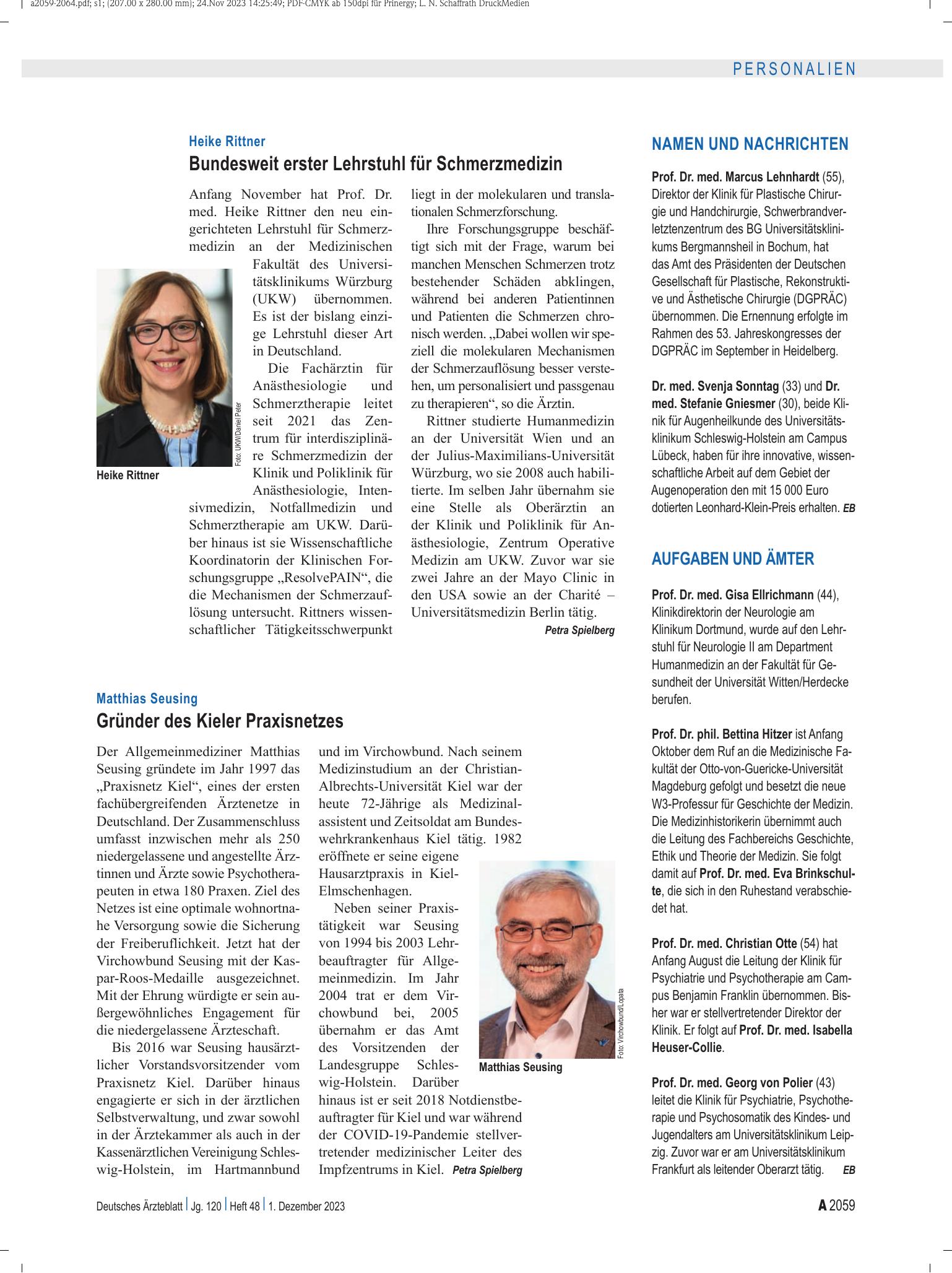 Vorschauseite 1: Aufgaben und Ämter – Deutsches Ärzteblatt