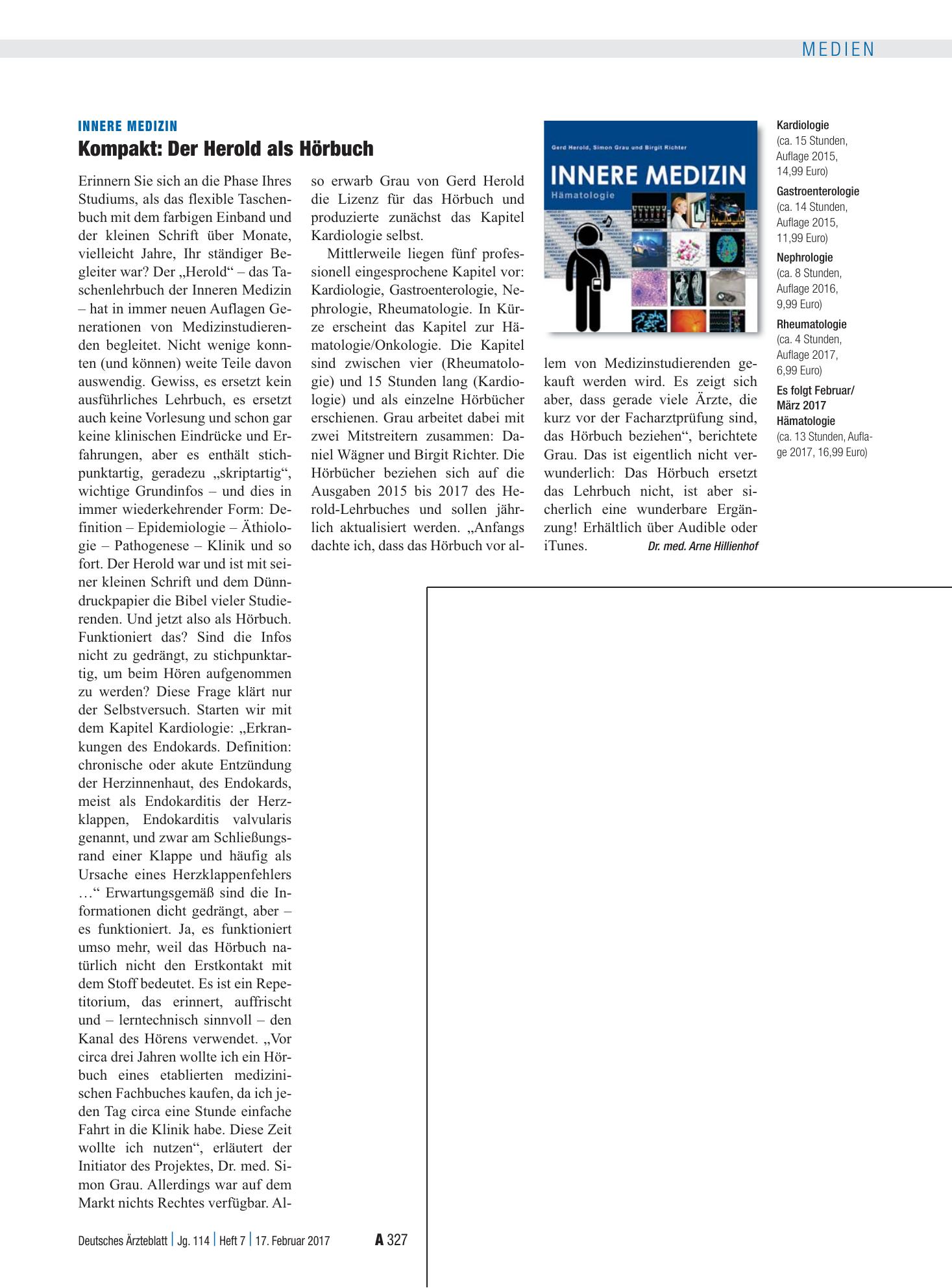 Vorschauseite 1: Innere Medizin: Kompakt – Der Herold als Hörbuch – Deutsches Ärzteblatt